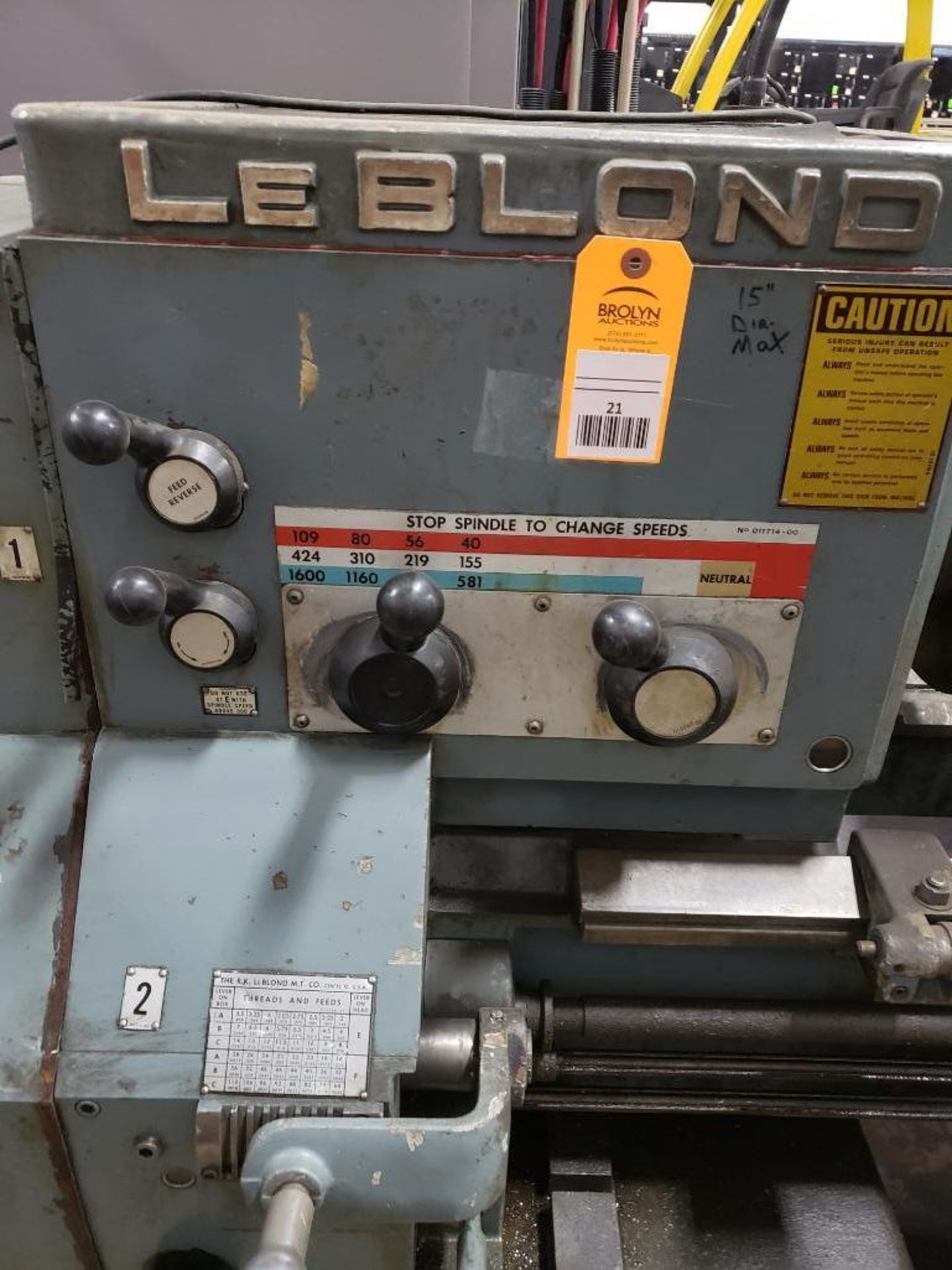 Leblond 15" lathe. Appears to be 96", measured from chuck face to end of bed. - Image 3 of 6