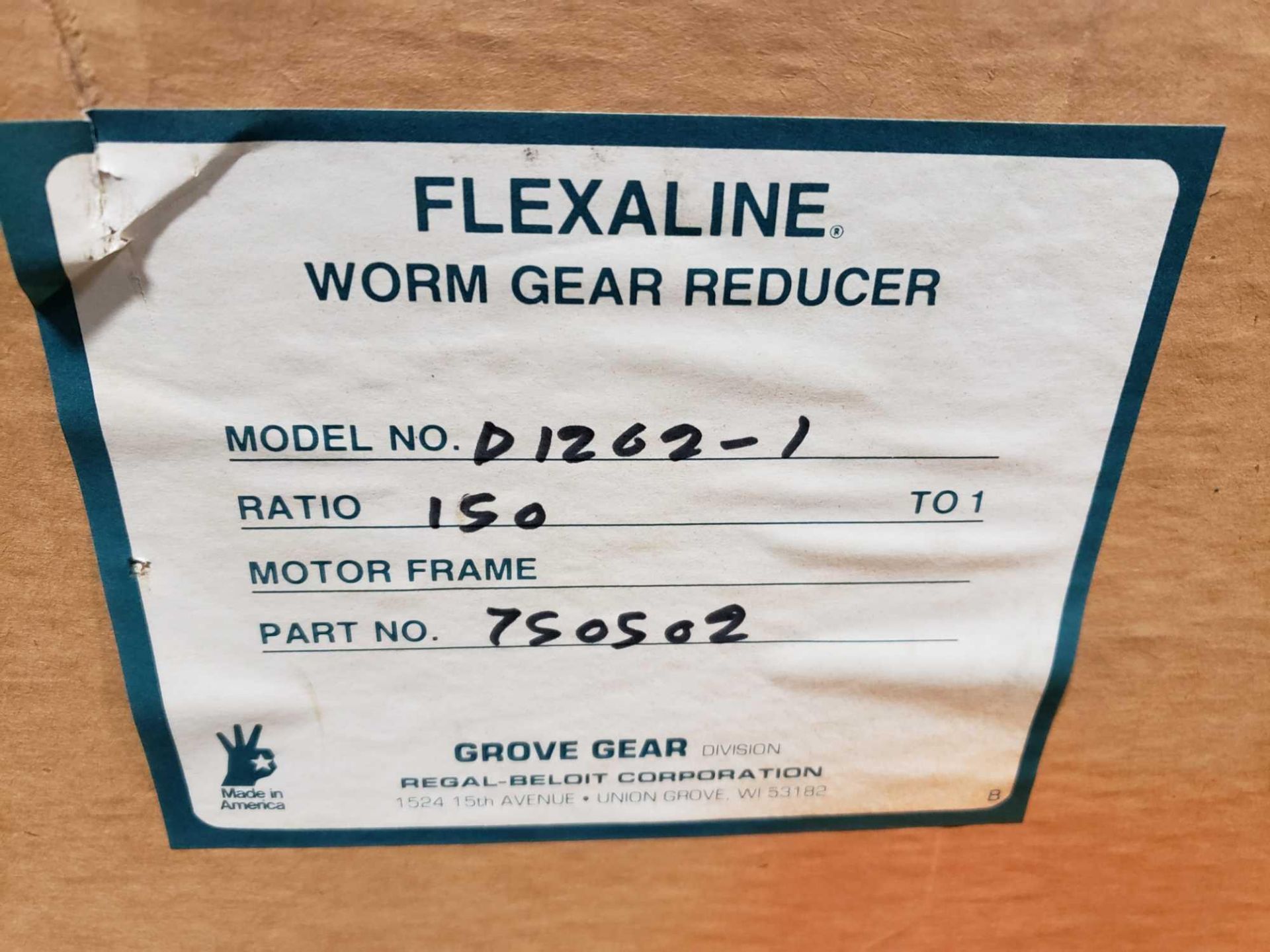 Grove Gear Flexaline gearbox worm gear speed reducer model D1262-1, ratio 150:1. new in box. - Image 3 of 3