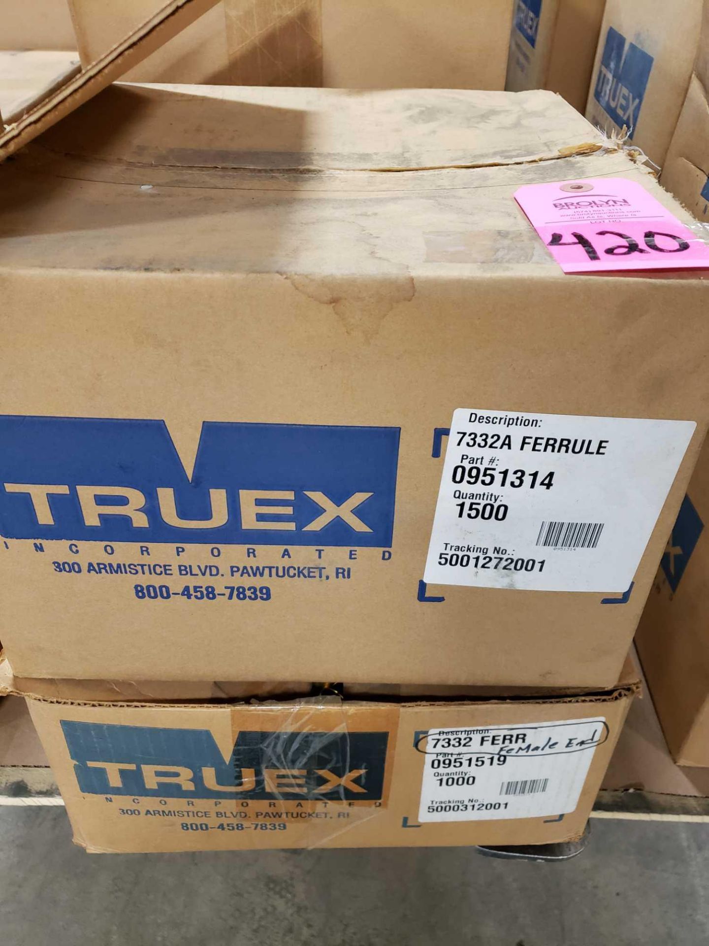 Qty 3000 - Truex ferrule model 7332A, part number 0951314. New in bulk box.