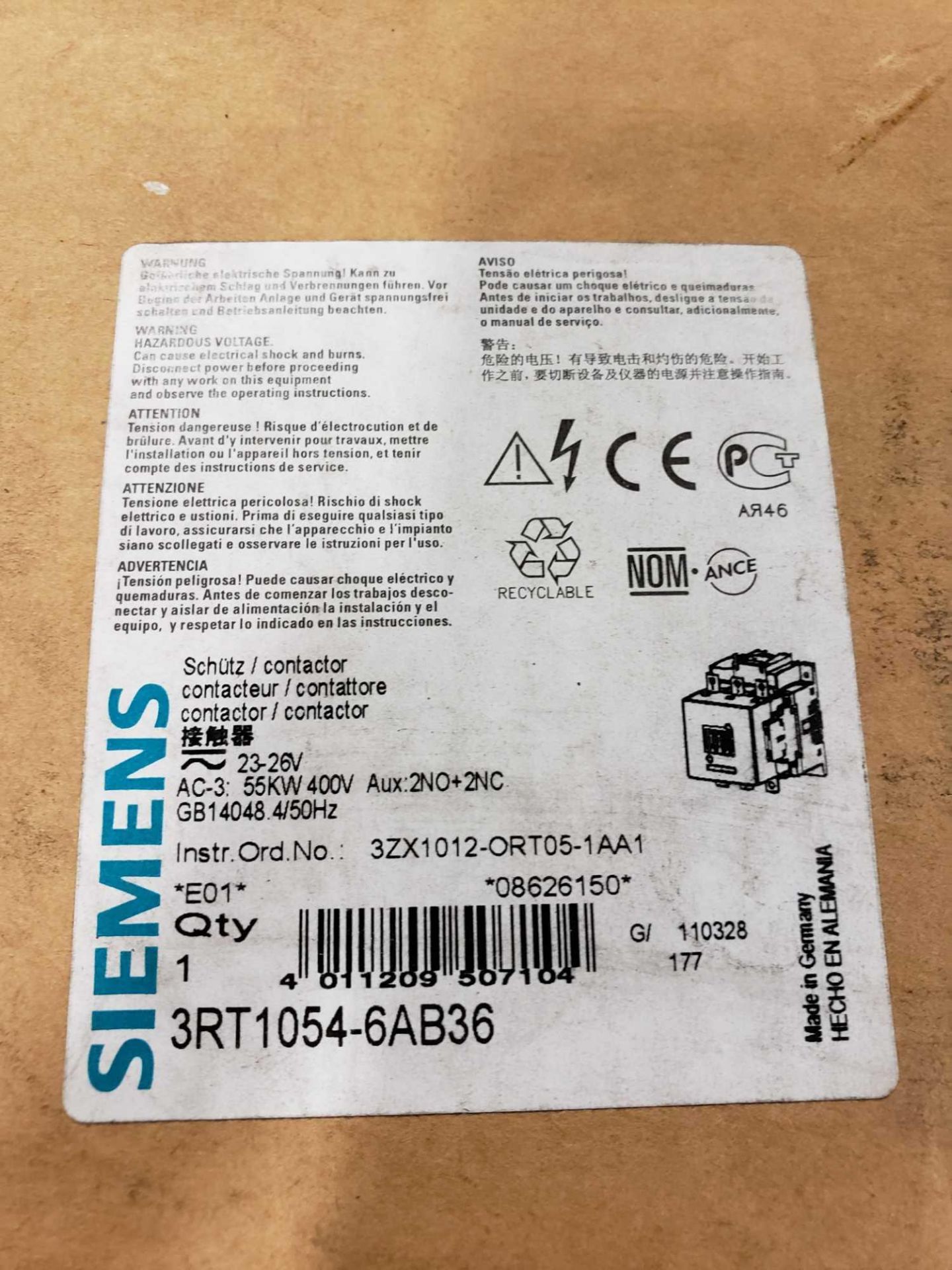 Siemens contactor model 3RT1054-6AB36. New in box. - Image 4 of 4