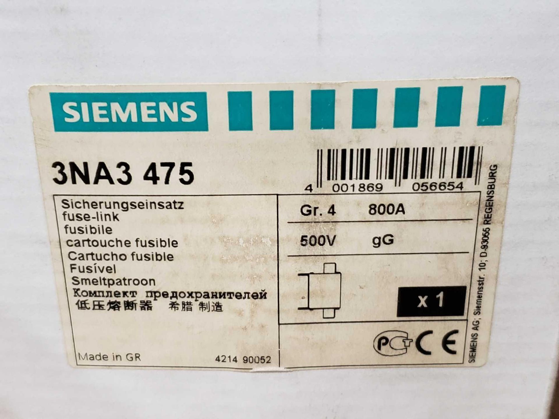 800 amp Siemens fuse size 4, 500v, model 3NA-475. New in box. - Image 3 of 3