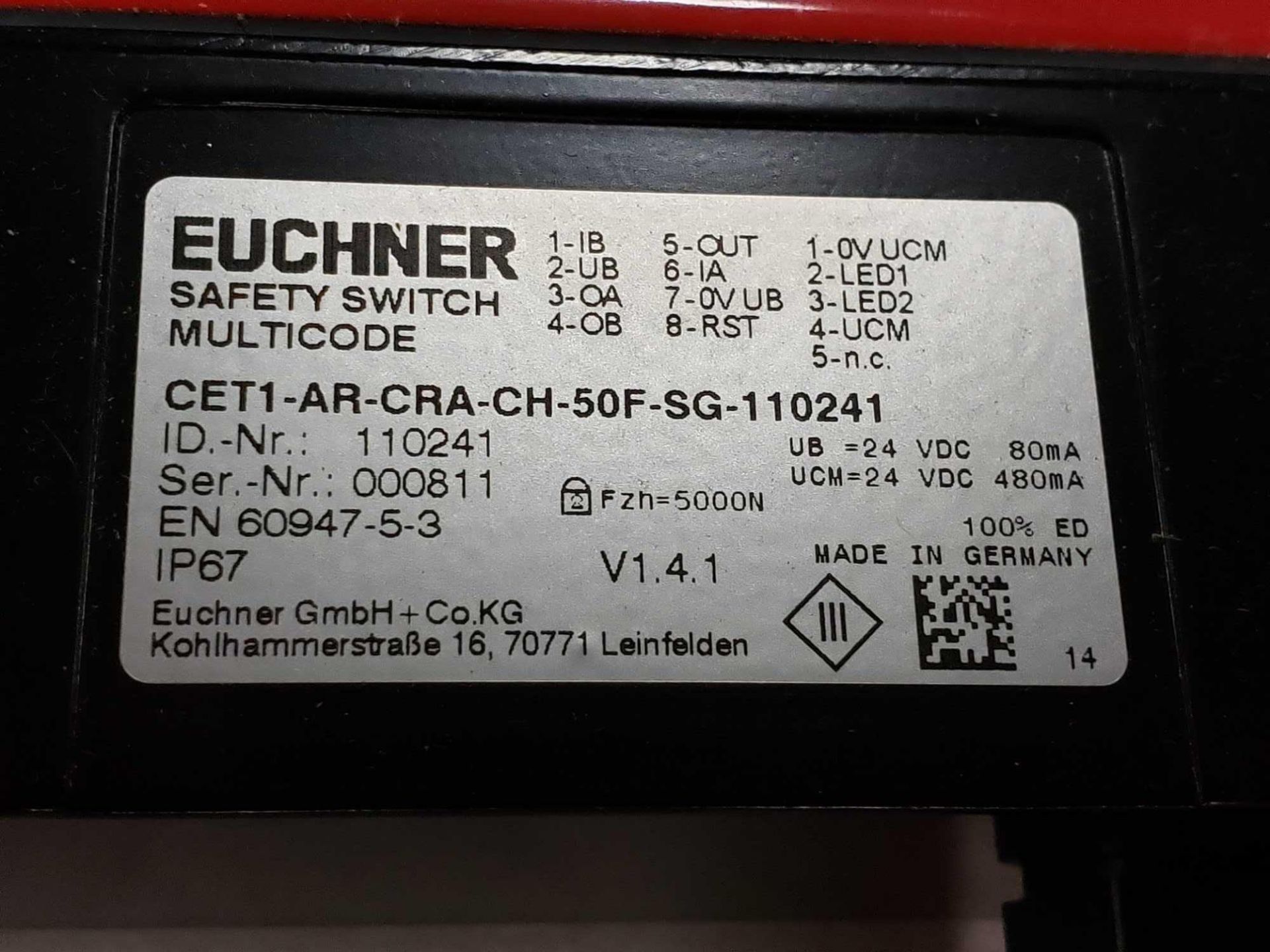 Euchner model CET1-AR-CRA-CH-50F-SG-110241. New in box. - Image 4 of 4