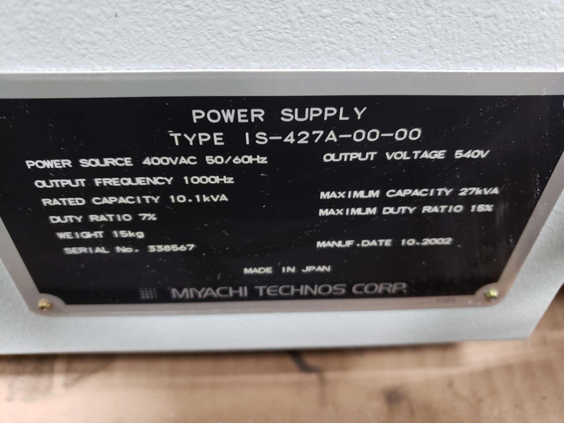 Miyachi Inverter Welding power supply model type IS-427A-00-OO. 27kVa. - Image 4 of 4