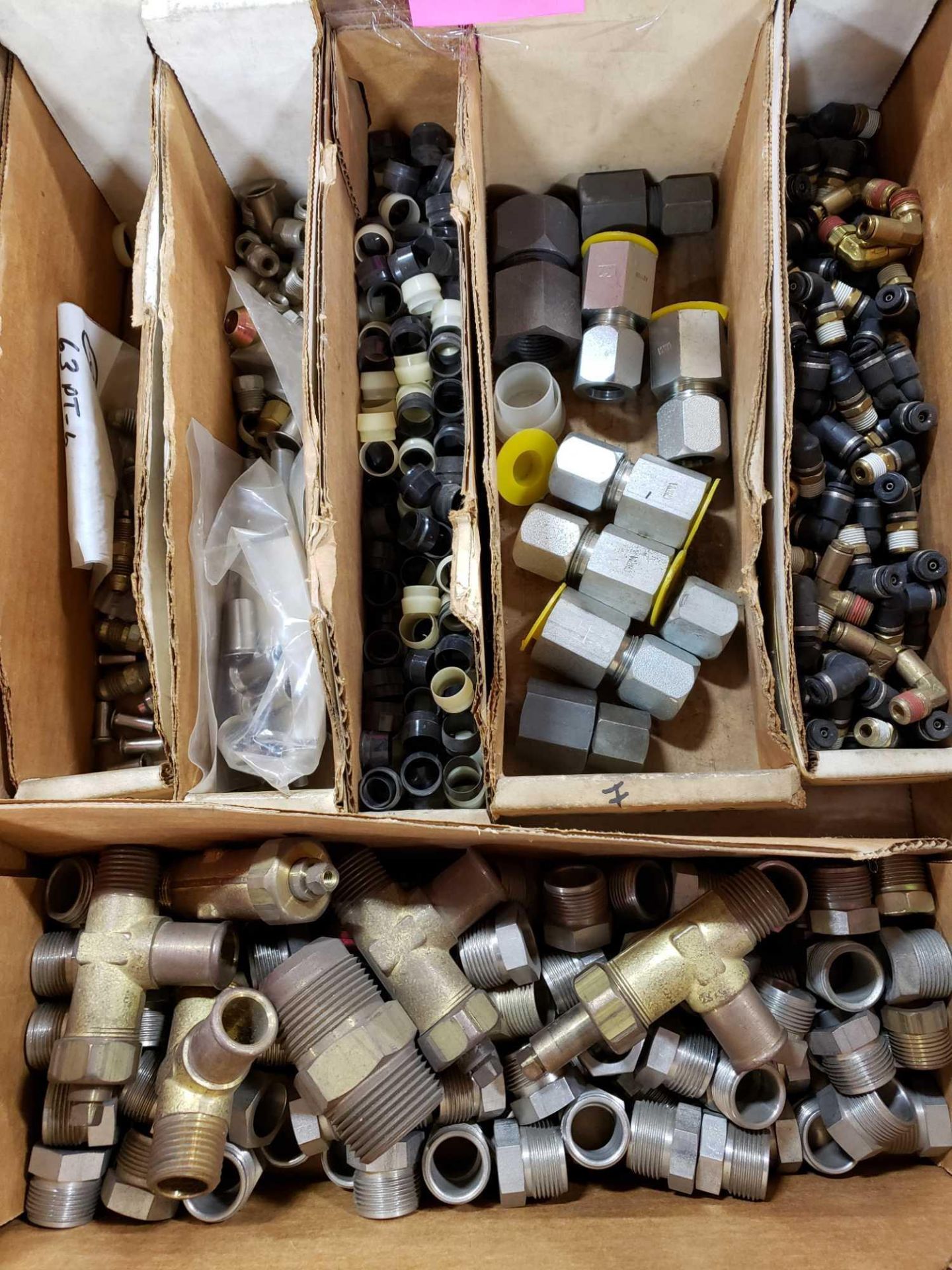 Lot of assorted hydraulic and pneumatic fittings. Some brass. New as pictured. - Image 2 of 2