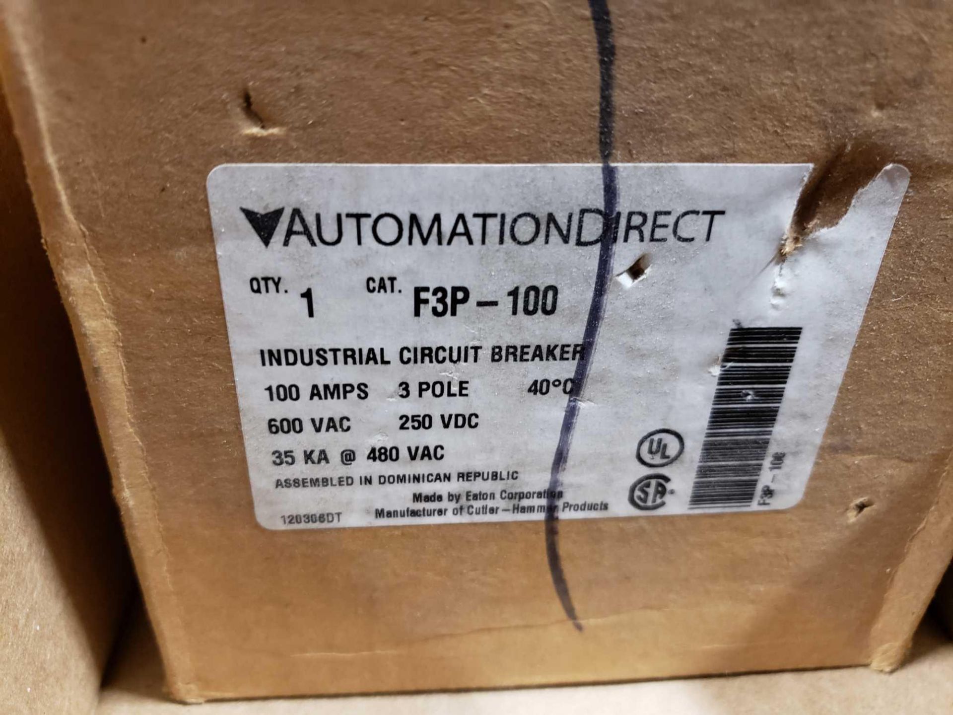 Automation Direct industrial circuit breaker catalog F3P-100. New in box. - Image 2 of 2