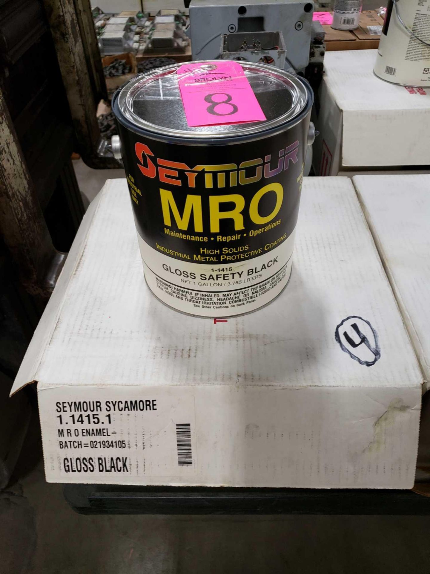 Qty 4 - Seymour MRO paint Gloss Safety Black model 1-1415. New as pictured.