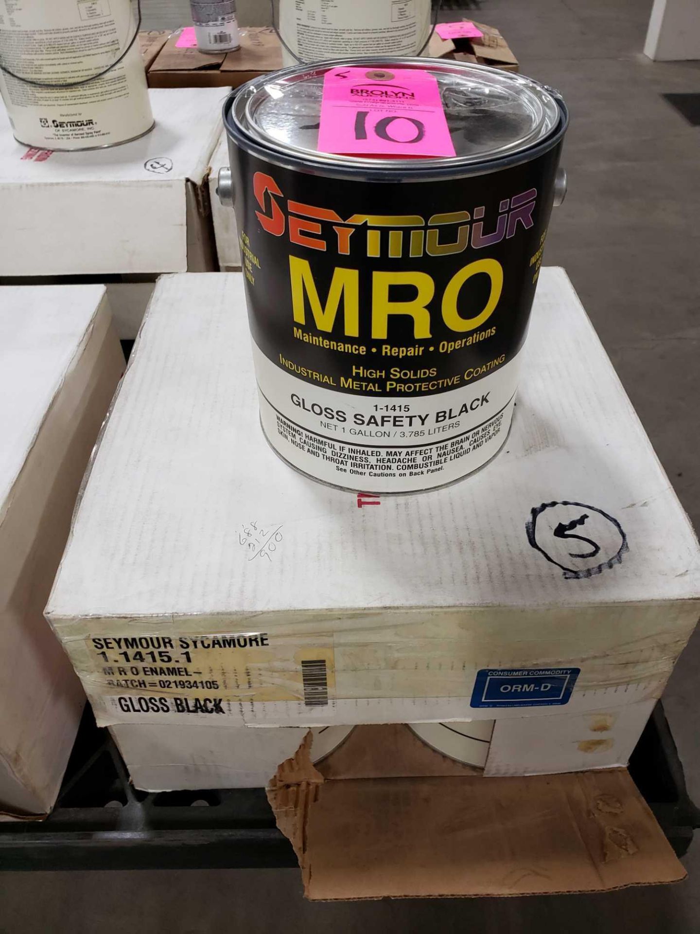 Qty 5 - Seymour MRO paint Gloss Safety Black model 1-1415. New as pictured.
