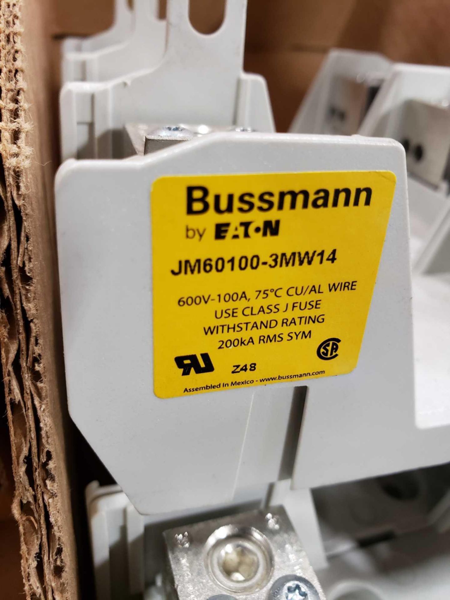 Qty 2 - Bussman fuse holder model JM60100-3CR and JM60100-3MW14. New as pictured. - Image 3 of 3