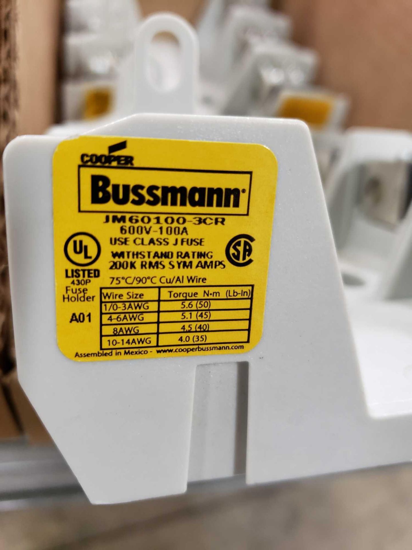 Qty 2 - Bussman fuse holder model JM60100-3CR and JM60100-3MW14. New as pictured. - Image 2 of 3