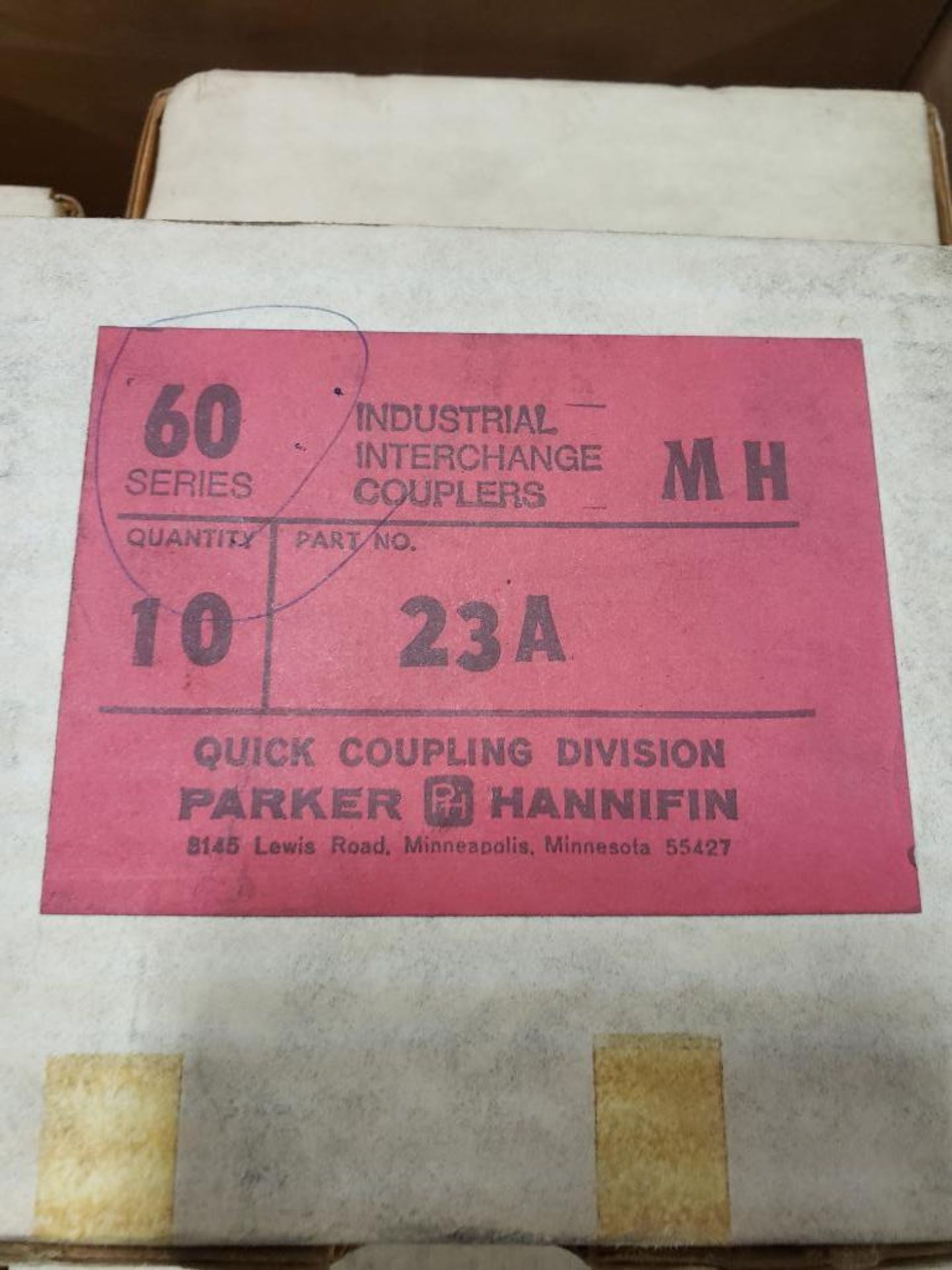 Qty 110 (11 boxes of 10) - Parker couplings model 23A. New in box. - Image 2 of 3