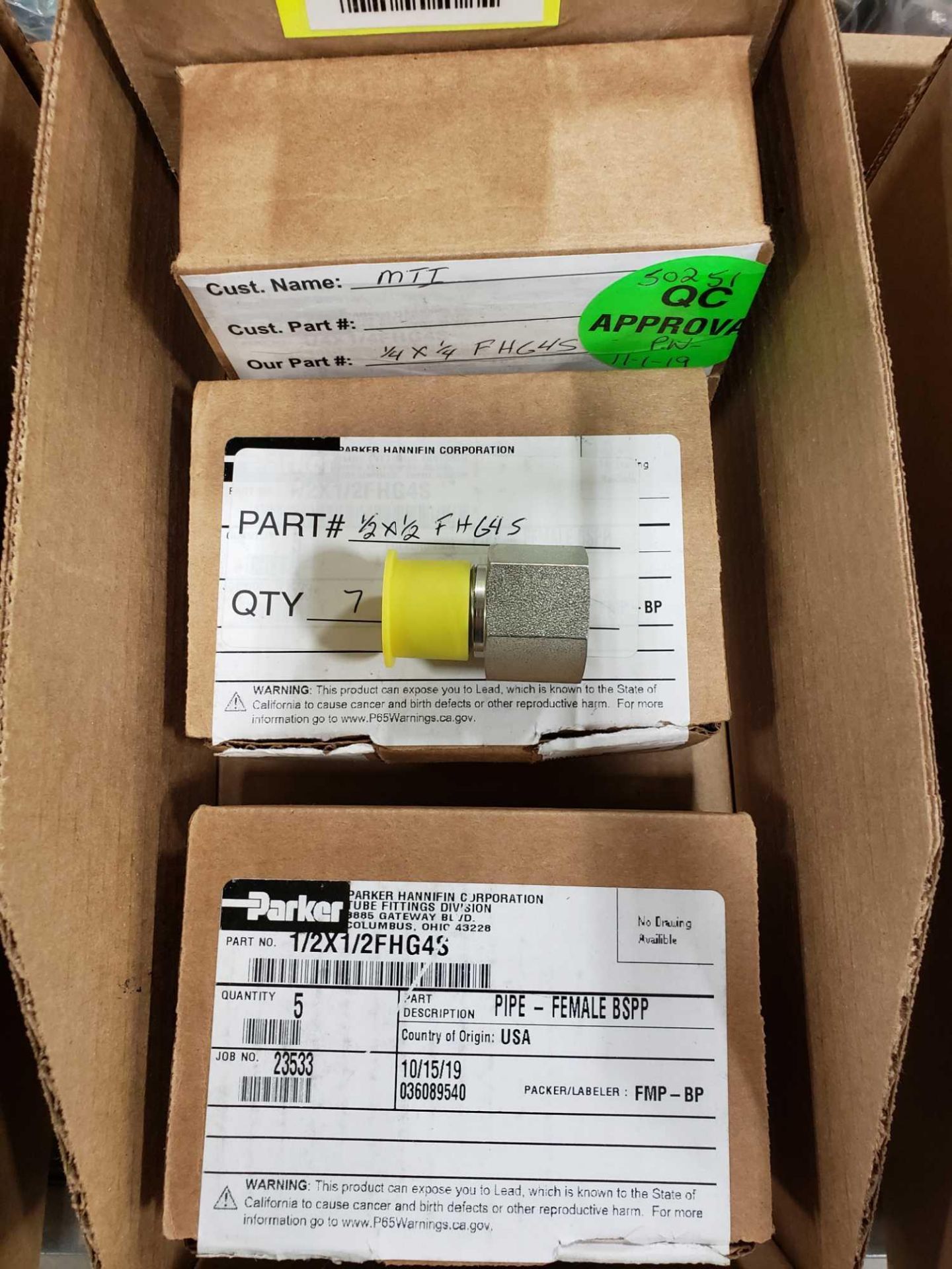 Qty 15 - Parker part number 1/2x1/2/FHG4S. New in box. - Image 4 of 4