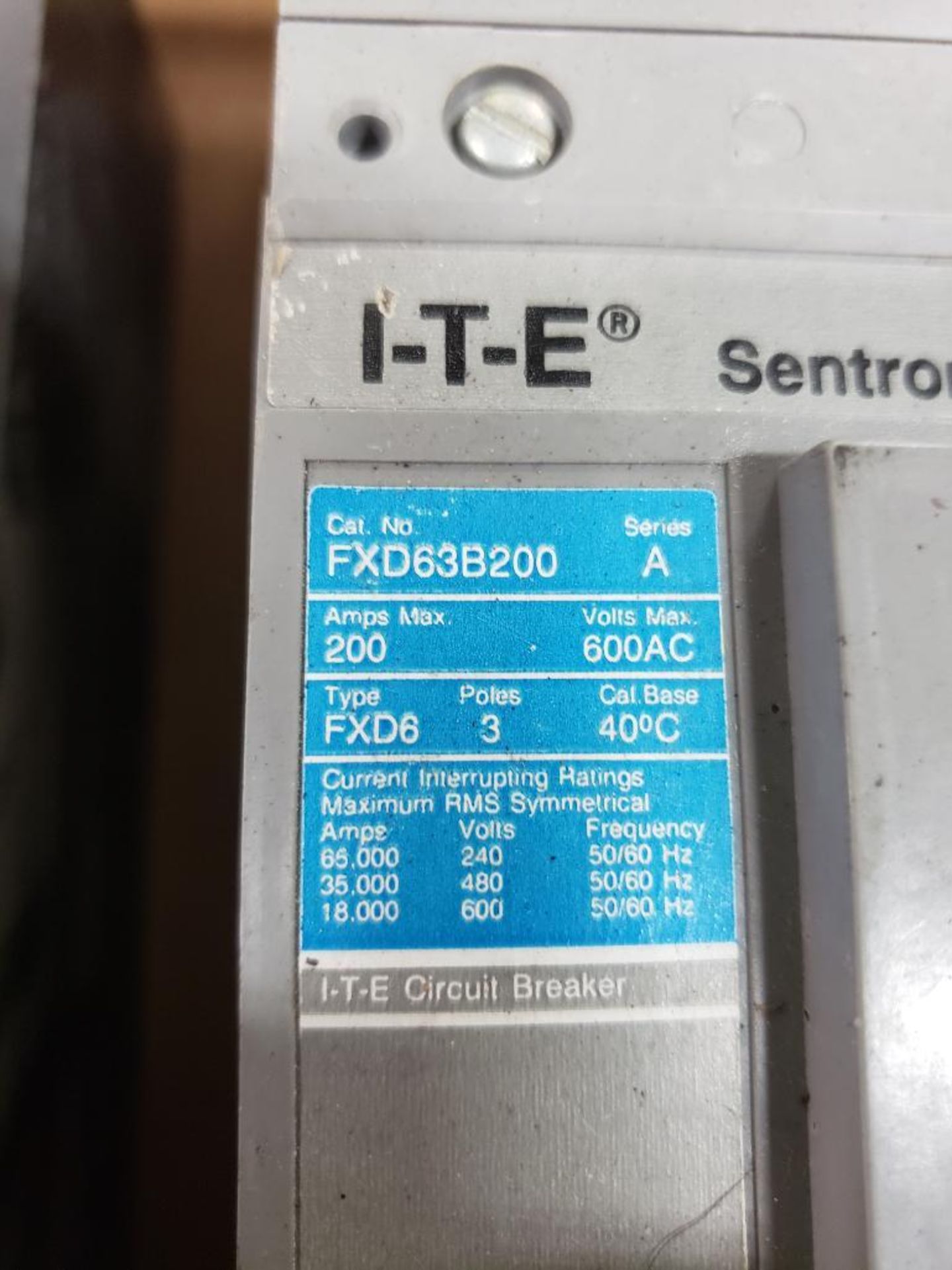 Qty 2 - Siemens ITE sentron breakers. Catalog FXD63B200. - Image 2 of 2