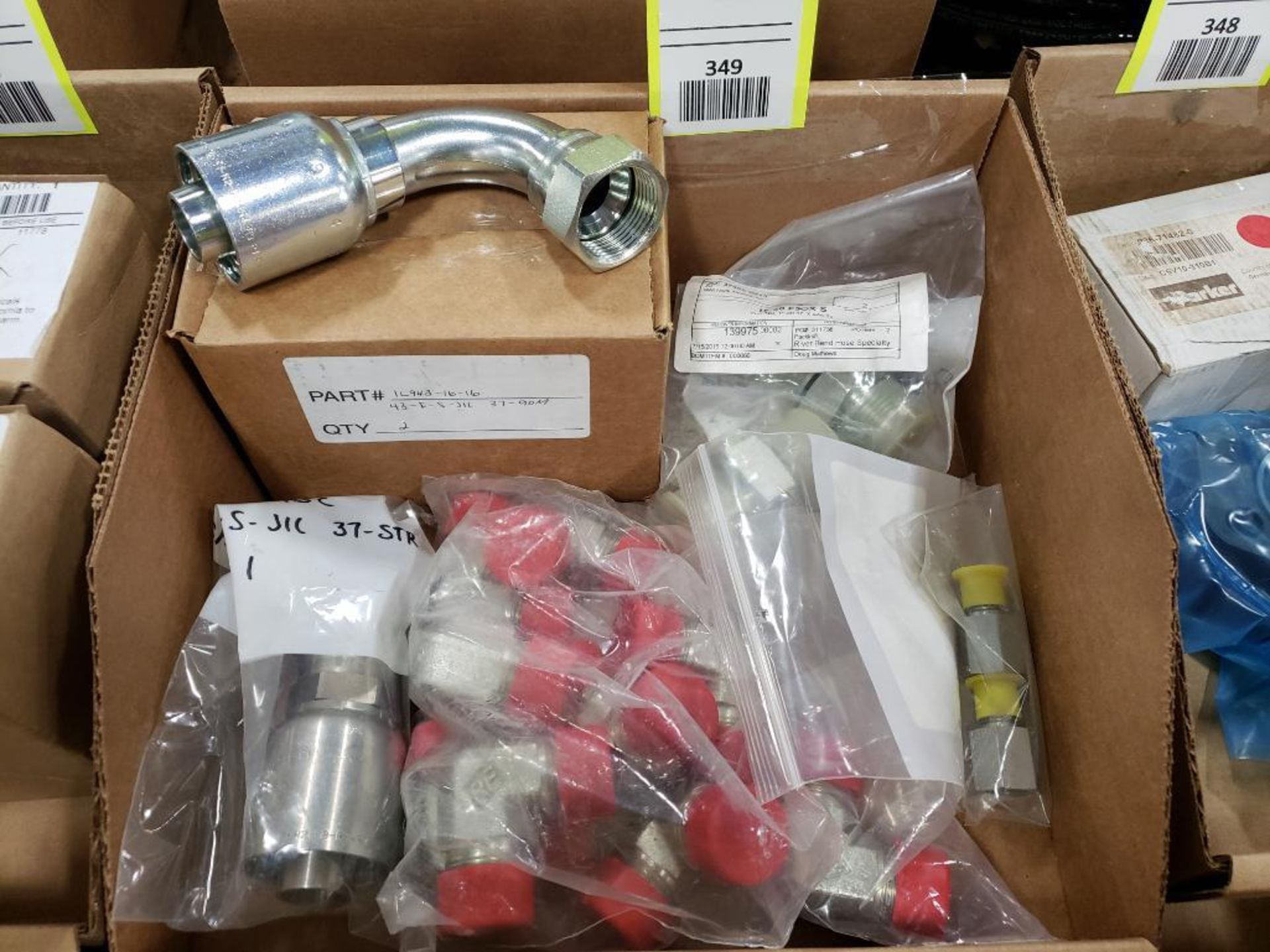 Large assortment of hydraulic fittings. New.