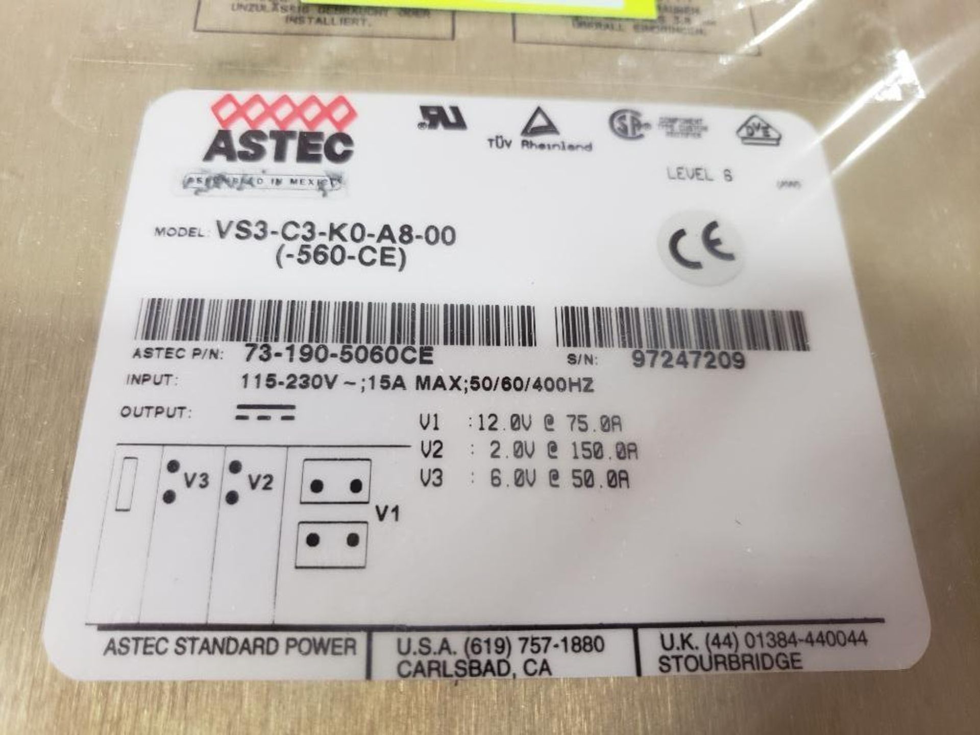 Astec VS3-C3-K0-A8-00 power supply. New in box. - Image 3 of 3