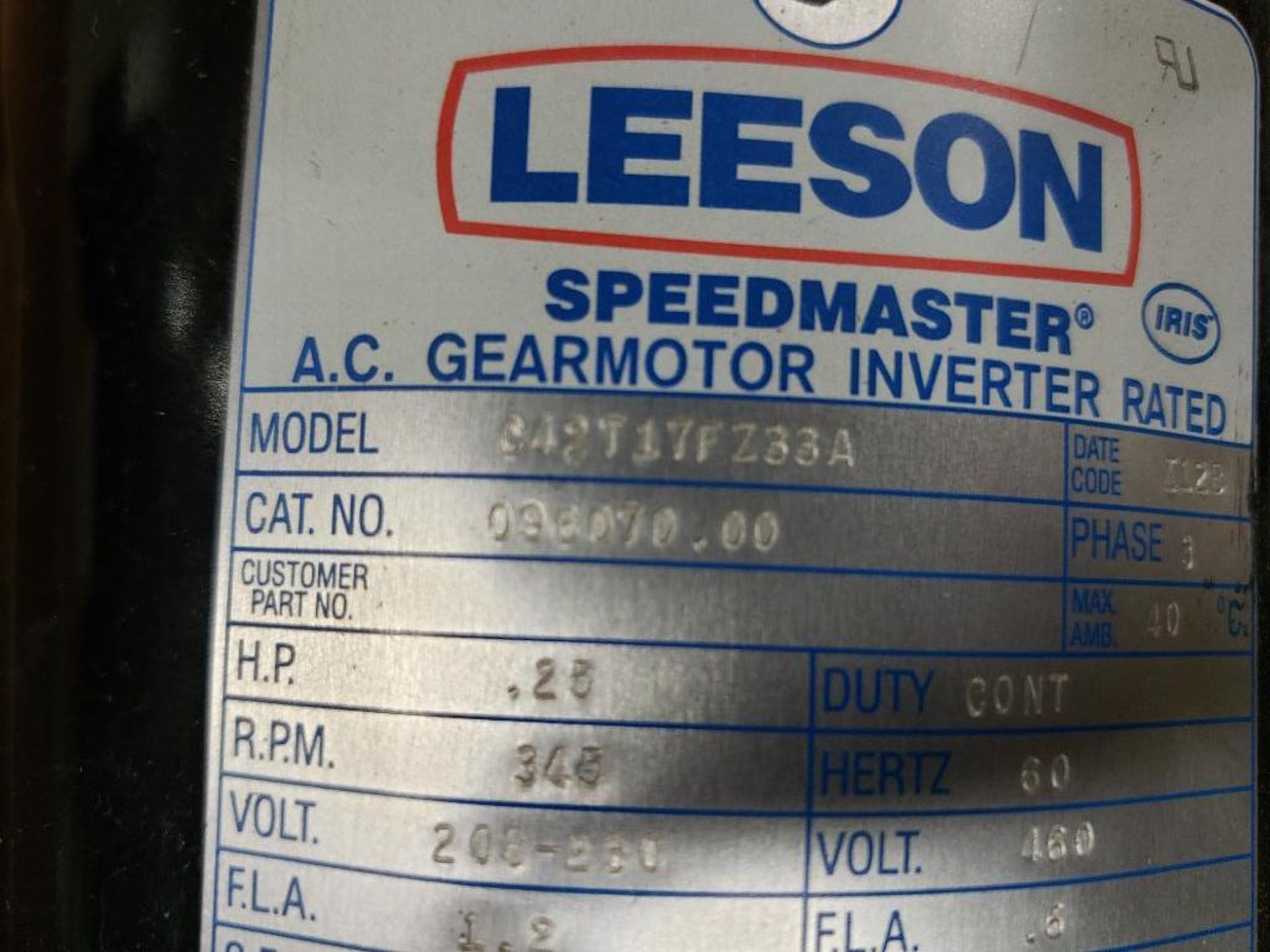 Leeson Speedmaster gear motor mdoel C42T17FZ33A. - Image 3 of 4