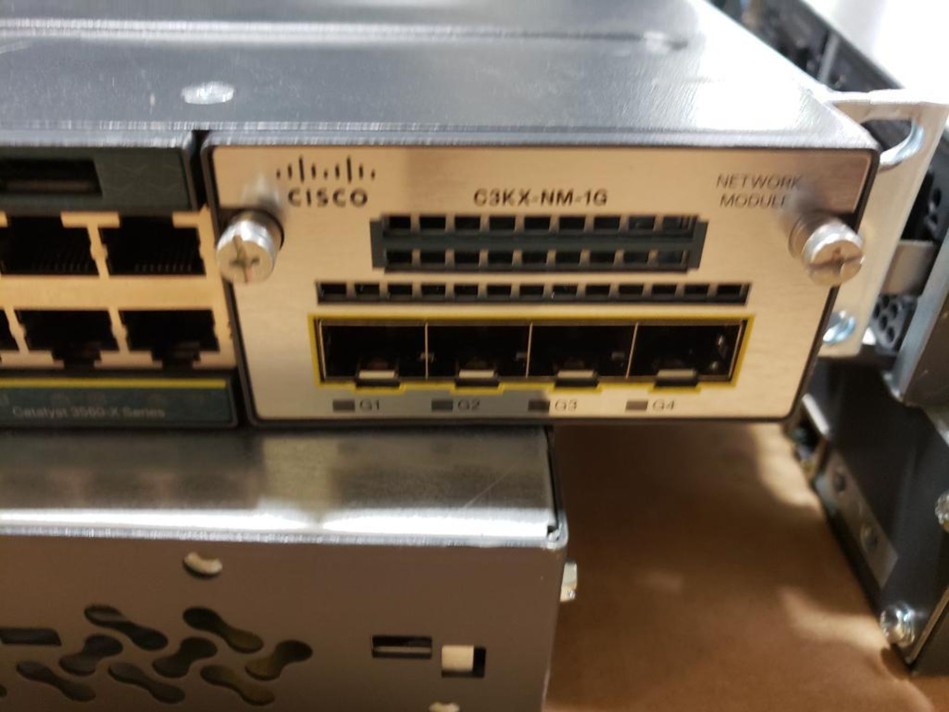 Qty 2 - Cisco network gibabit switches. Model tny-ws3750x-3560x. - Image 2 of 3