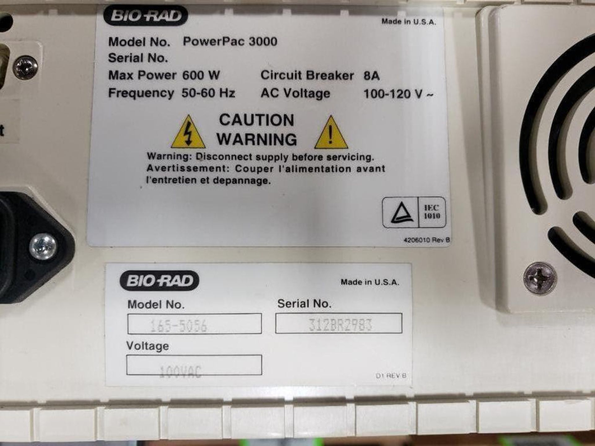 Bio Rad PowerPac 3000 electrophoresis power supply. - Image 4 of 4