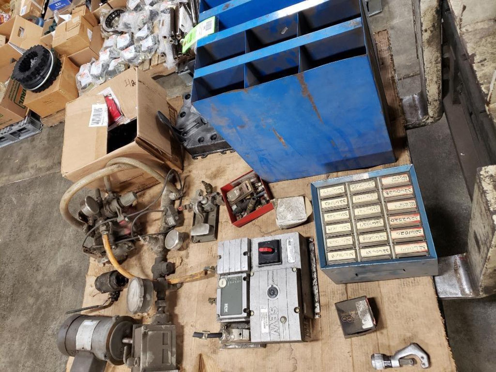 Pallet of assorted electrical and/or repair parts as pictured.