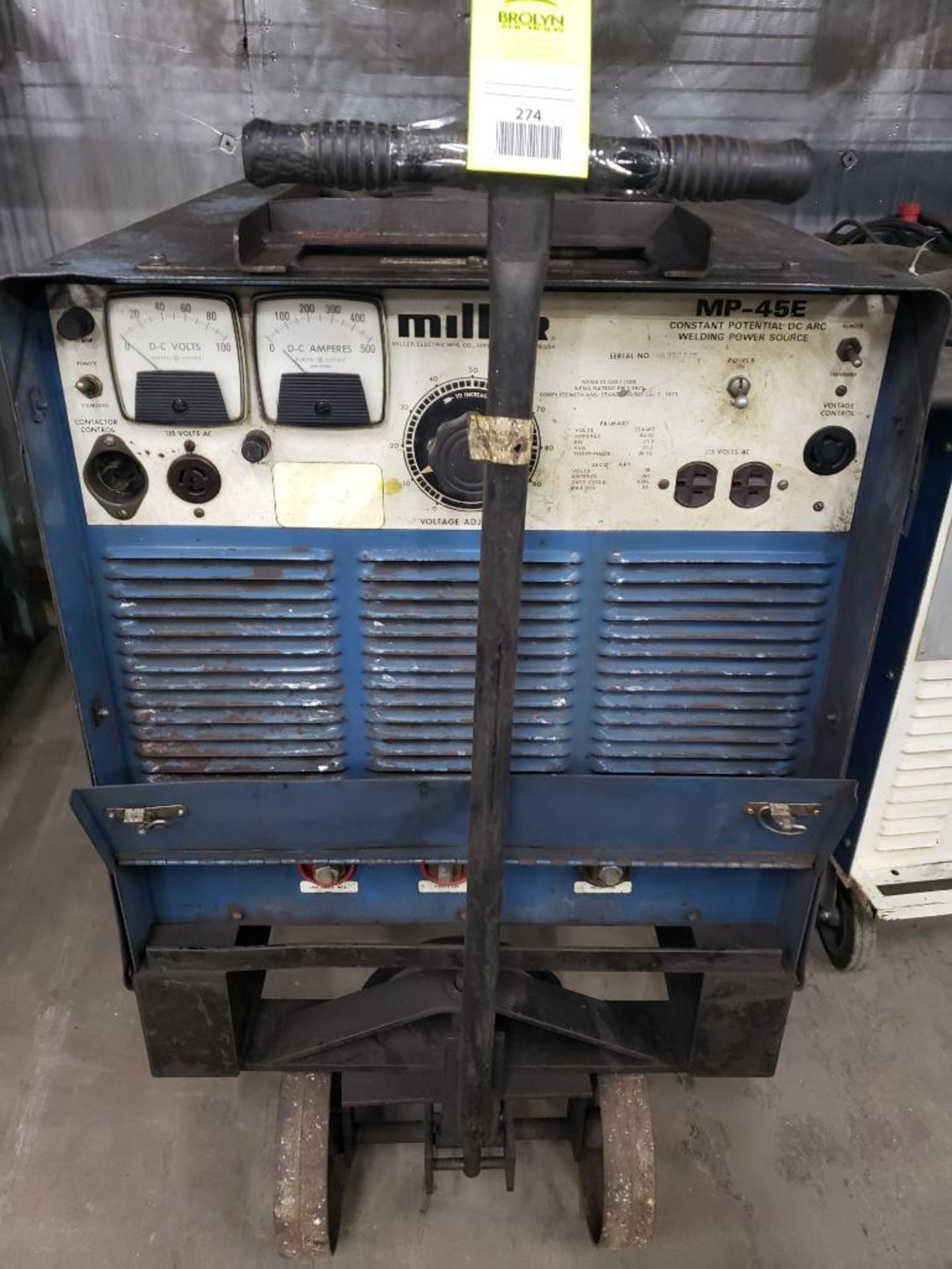 Miller welder, model MP45E, DC arc welding power supply.