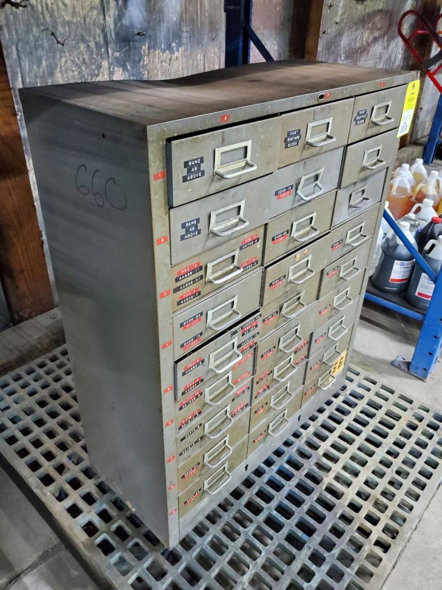 Cabinet with large qty of brass bushings. Overall weight including cabinet marked as 660lbs. - Image 3 of 4