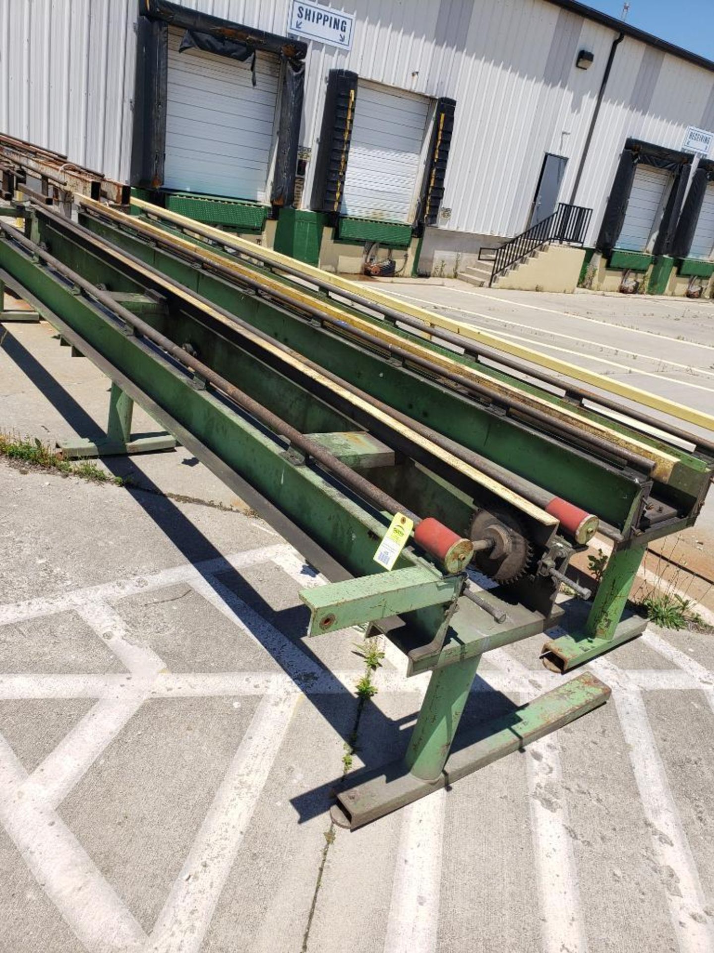 Qty 2 - Heavy duty steel run out table assemblies. 15ft long.