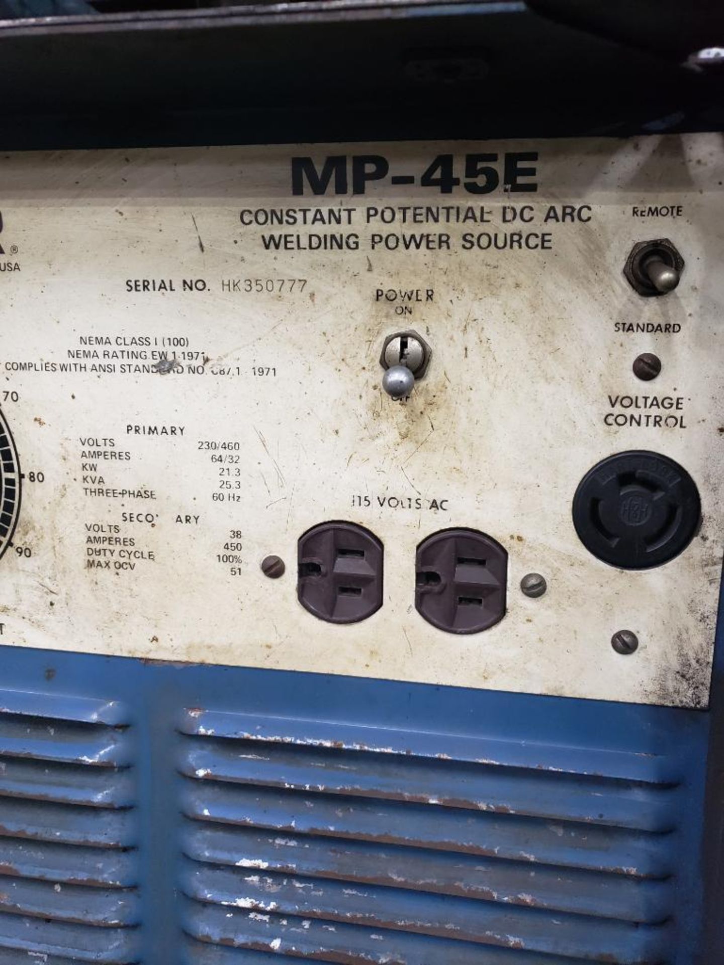 Miller welder, model MP45E, DC arc welding power supply. - Image 3 of 5