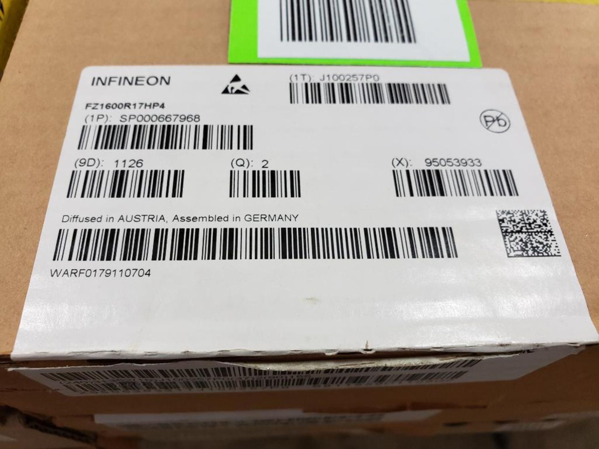 Qty 6 - Infineon semiconductor units. Part number FZ1600R17HP4. Boxed 2 per box bulk. New in box. - Image 3 of 3