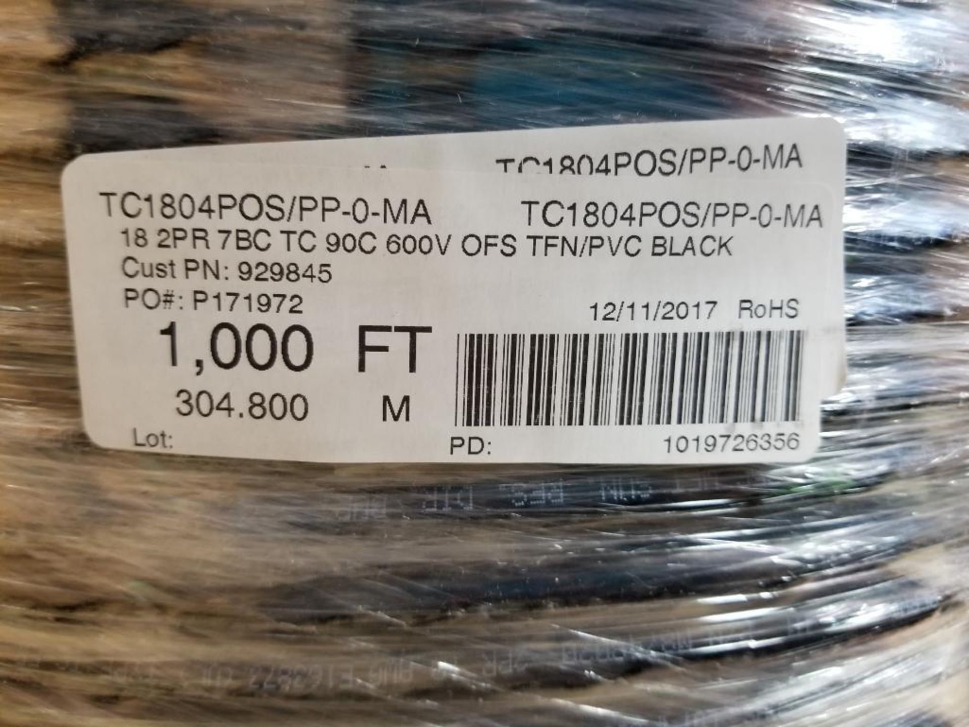 1000ft of tray cable. Model TC1804POS / PP-0/MA. New on roll. - Image 2 of 2