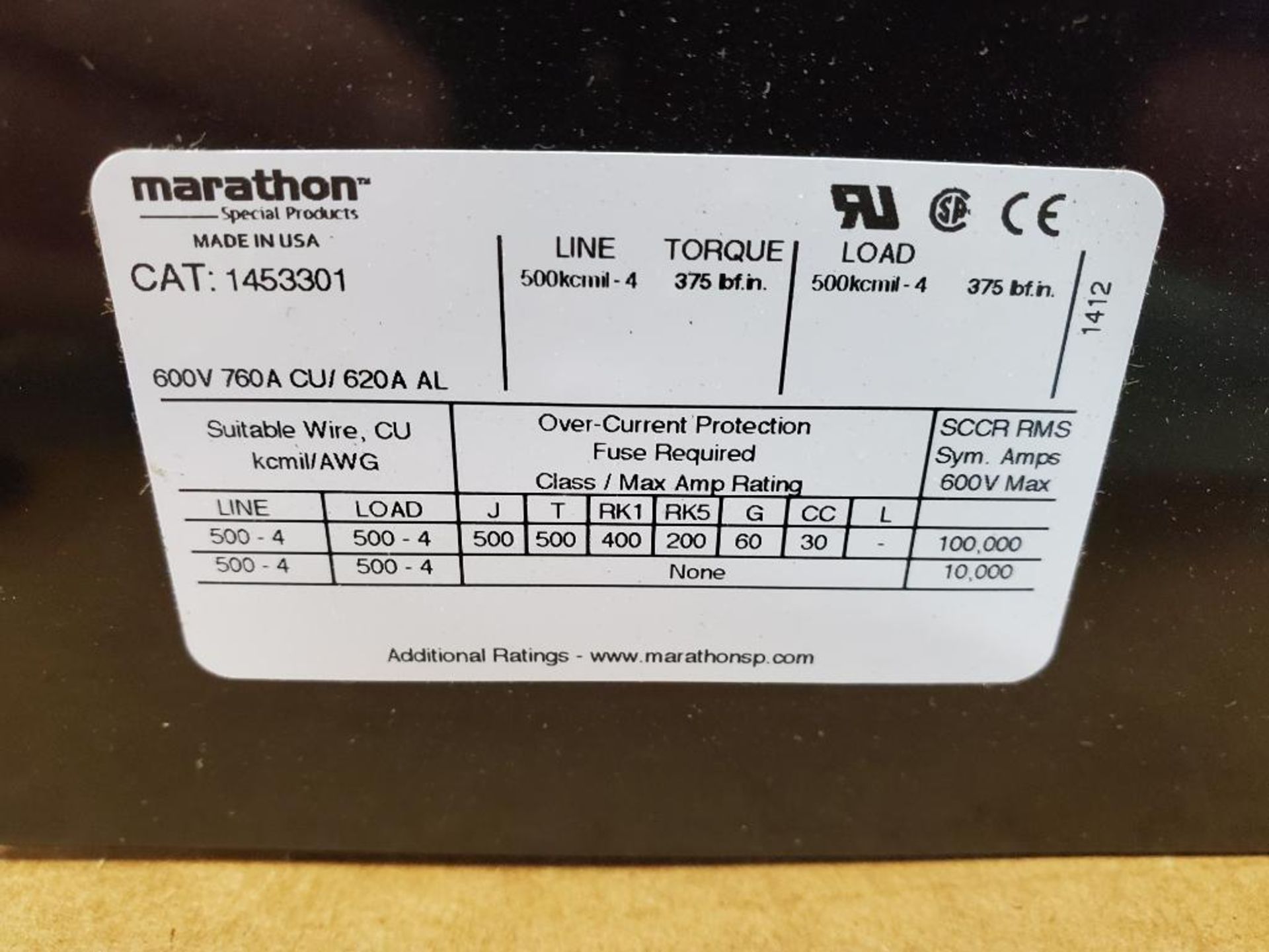 Qty 4 - Marathon power terminal block. Catalog 1453301. New in box. - Image 3 of 4