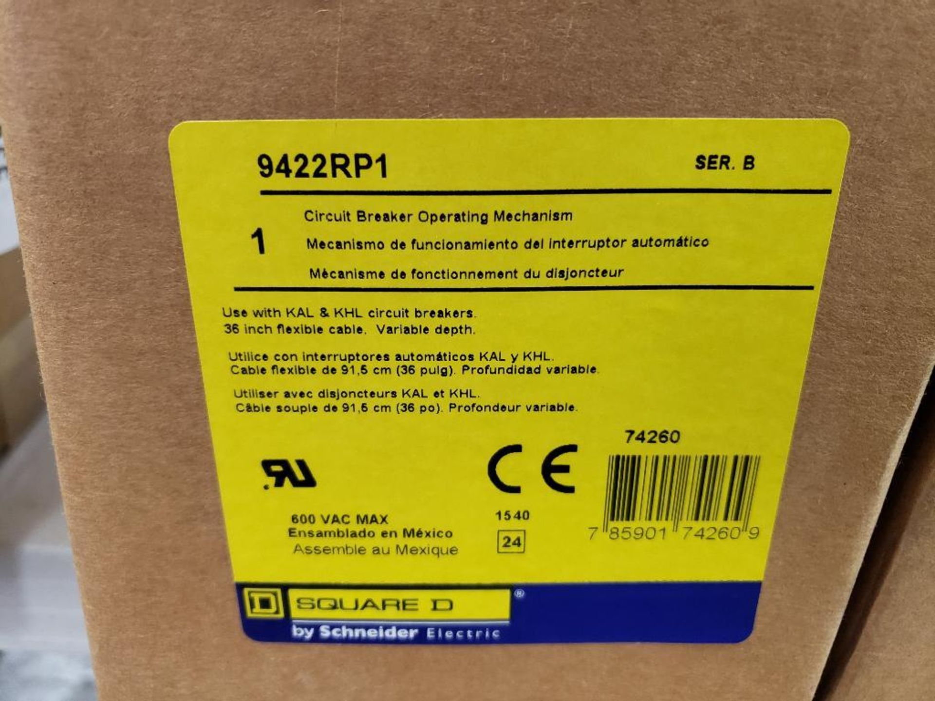 Qty 2 - Square D circuit breaker operating mechanism. Part number 9422RP1. New in box. - Image 2 of 2