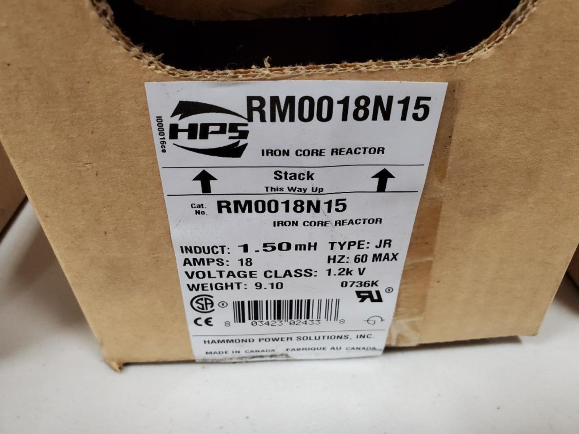 Hammond HPS iron core line reactor. Model RM0018N15. New in box. - Image 2 of 2