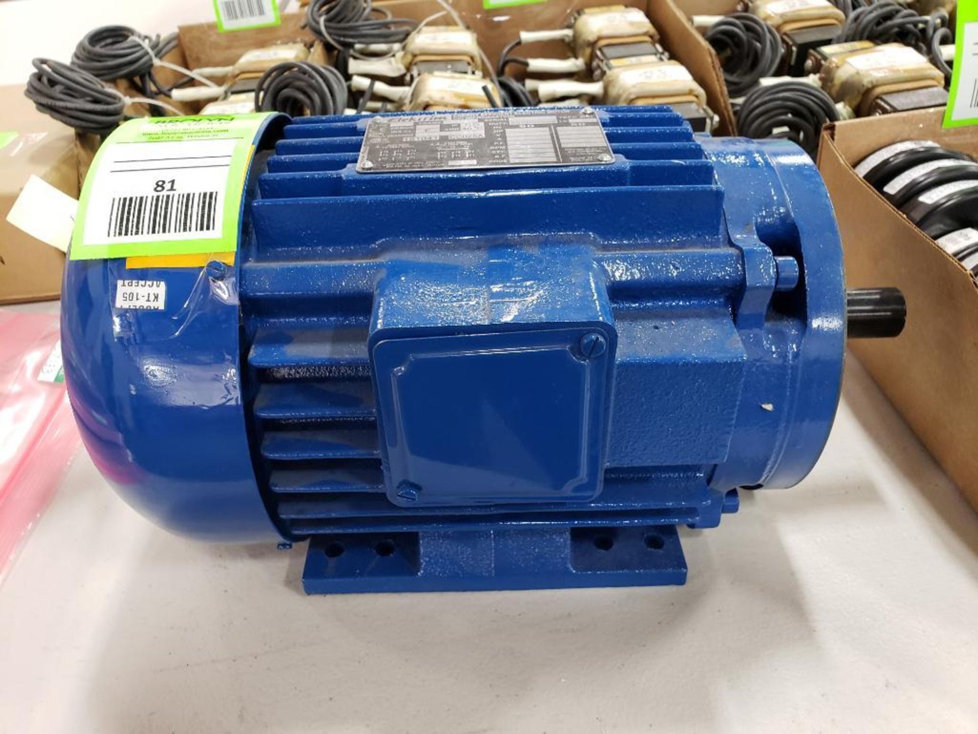 1.5hp Elektrim high efficiency motor. 230/460v 3 phase. 145TC frame. New.