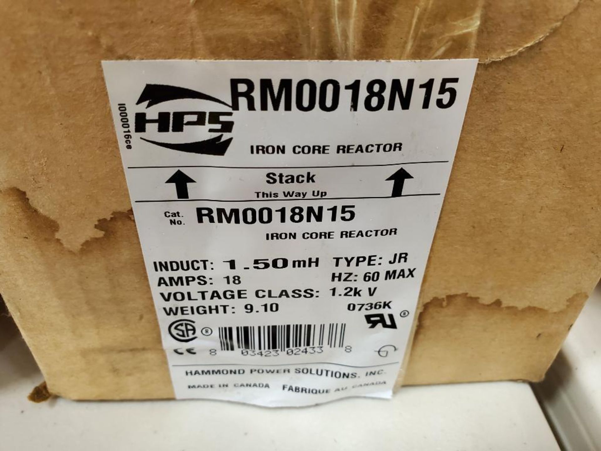 Hammond HPS iron core line reactor. Model RM0018N15. New in box. - Image 2 of 3