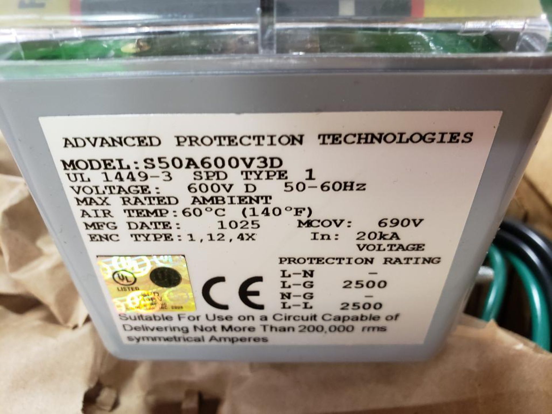 Qty 3 - Advanced Protection Technologies SPDee type 1 surge protective device. Model S50A600V3D. - Image 3 of 3