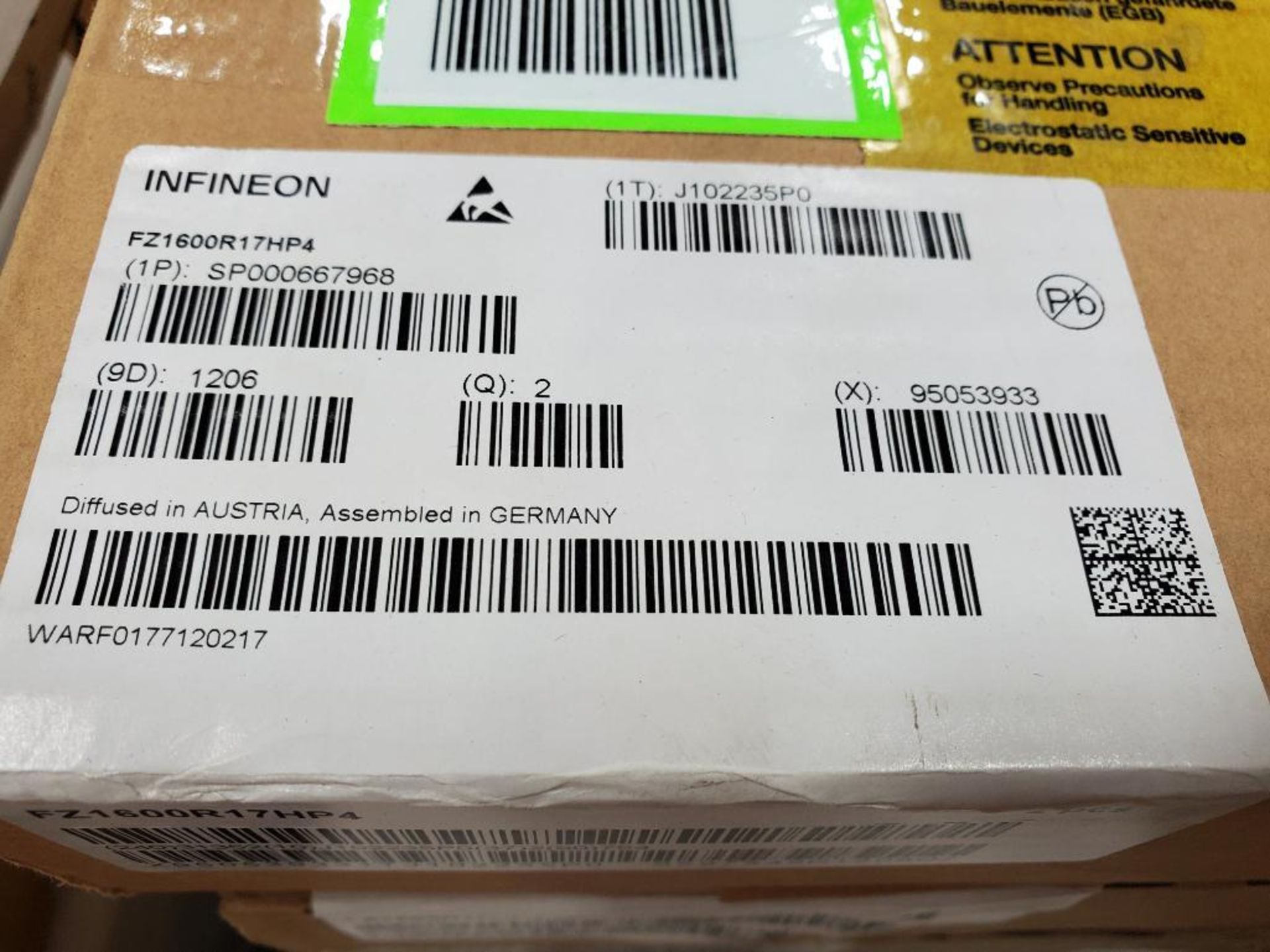 Qty 6 - Infineon semiconductor units. Part number FZ1600R17HP4. Boxed 2 per box bulk. New in box. - Image 3 of 3
