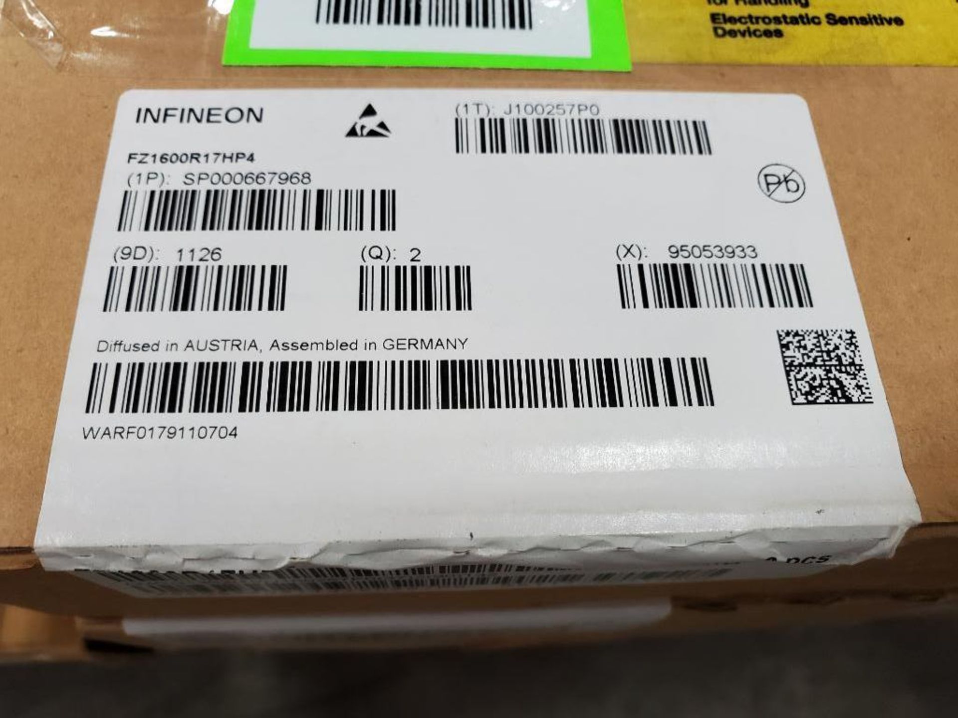 Qty 6 - Infineon semiconductor units. Part number FZ1600R17HP4. Boxed 2 per box bulk. New in box. - Image 3 of 3