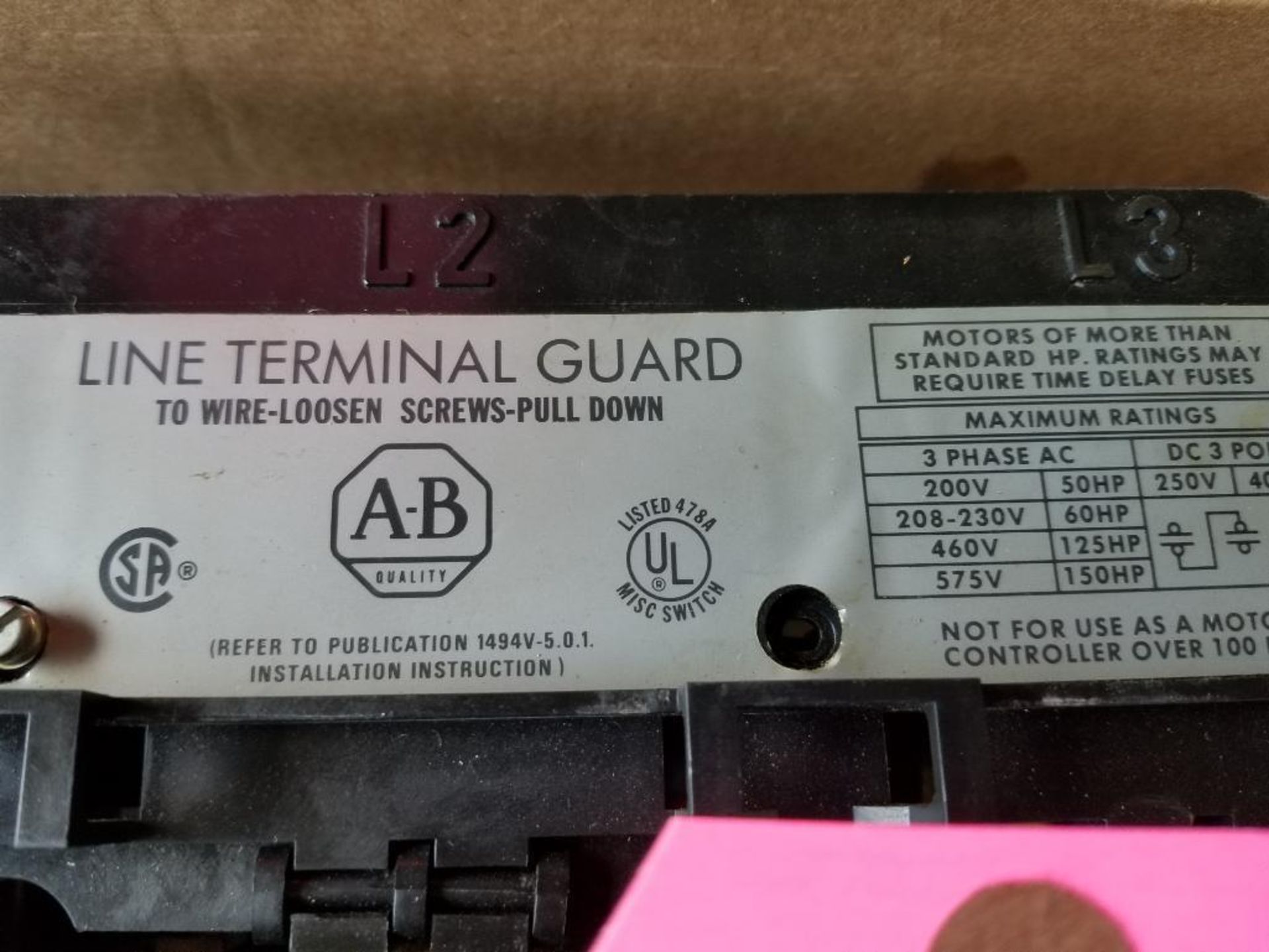Allen Bradley line terminal guard. Catalog 1494V-DS200. - Image 5 of 5