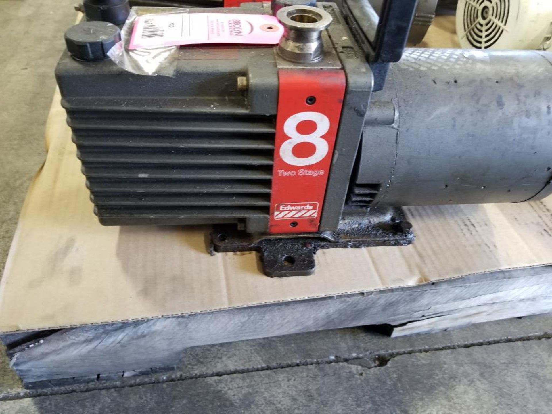 Edwards 8 two stage high vacuum pump. Model E2M8. 1/2hp 3 phase.