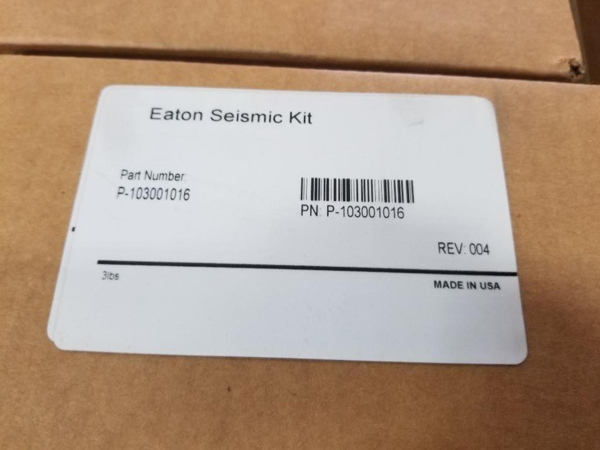 Qty 2 - Eaton Seismic Kit. Part number P-103001016. New in box. - Image 2 of 2