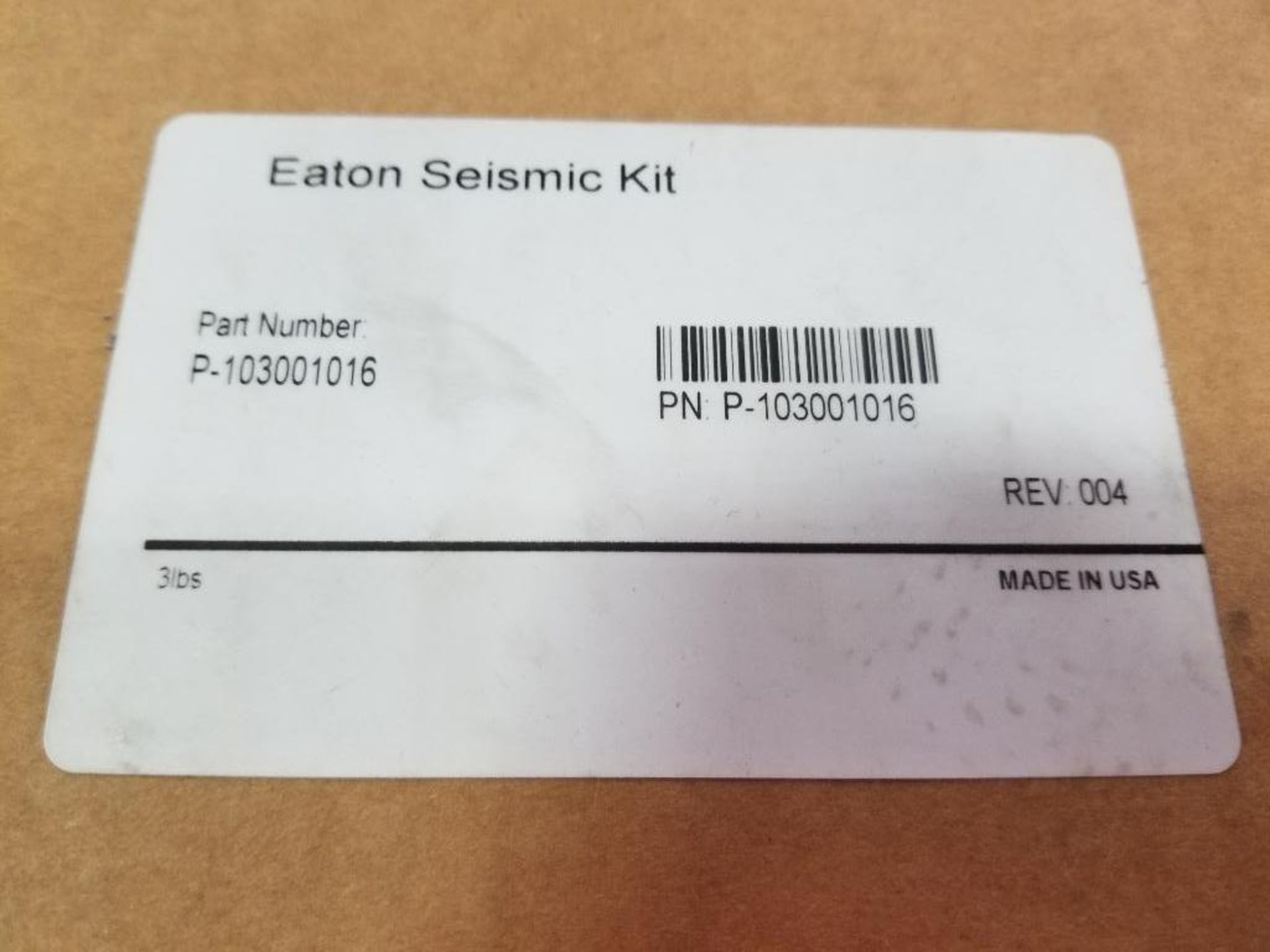Qty 2 - Eaton Seismic Kit. Part number P-103001016. New in box. - Image 2 of 2