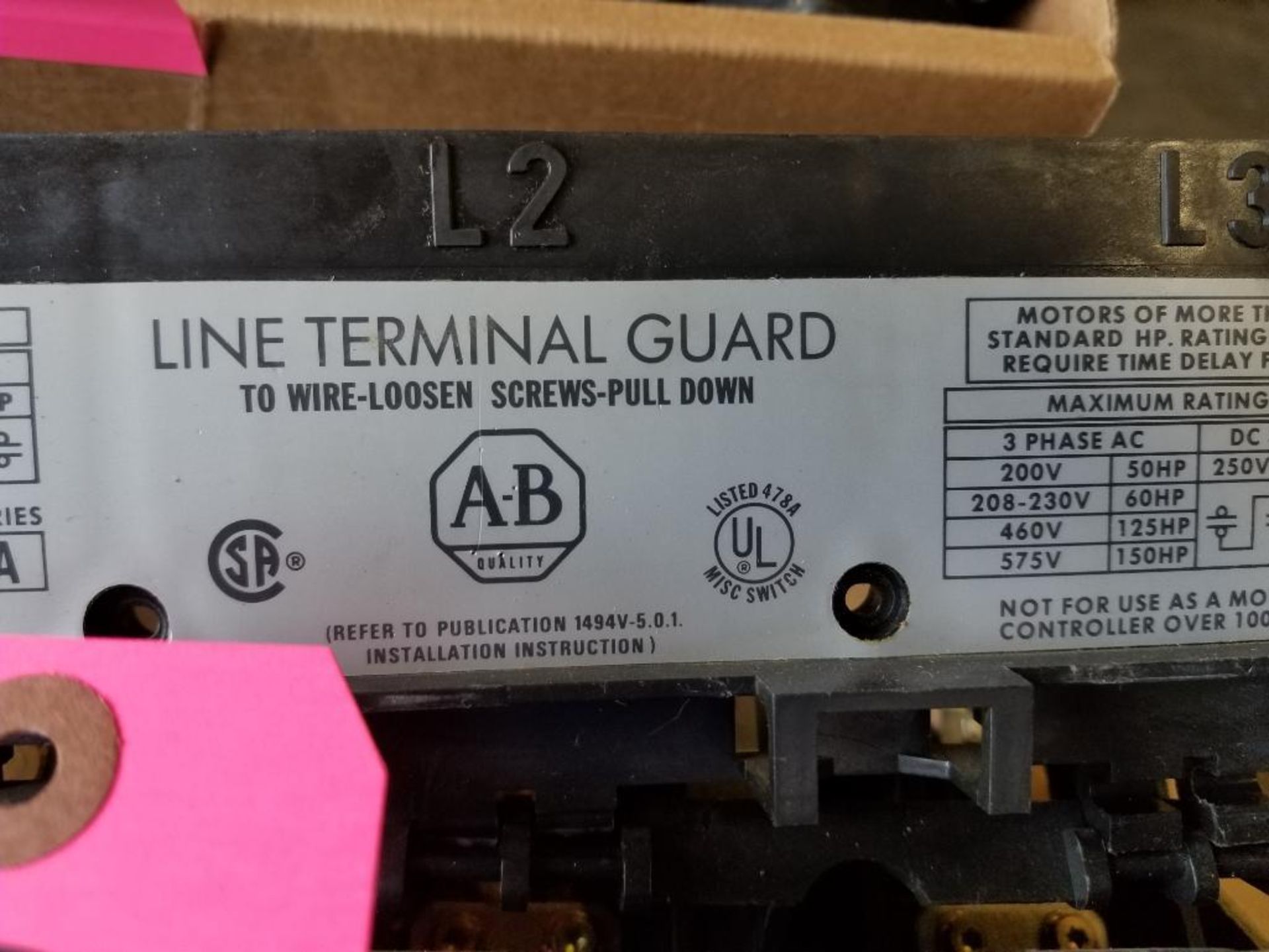 Allen Bradley line terminal guard. Catalog 1494V-DS200. - Image 4 of 4