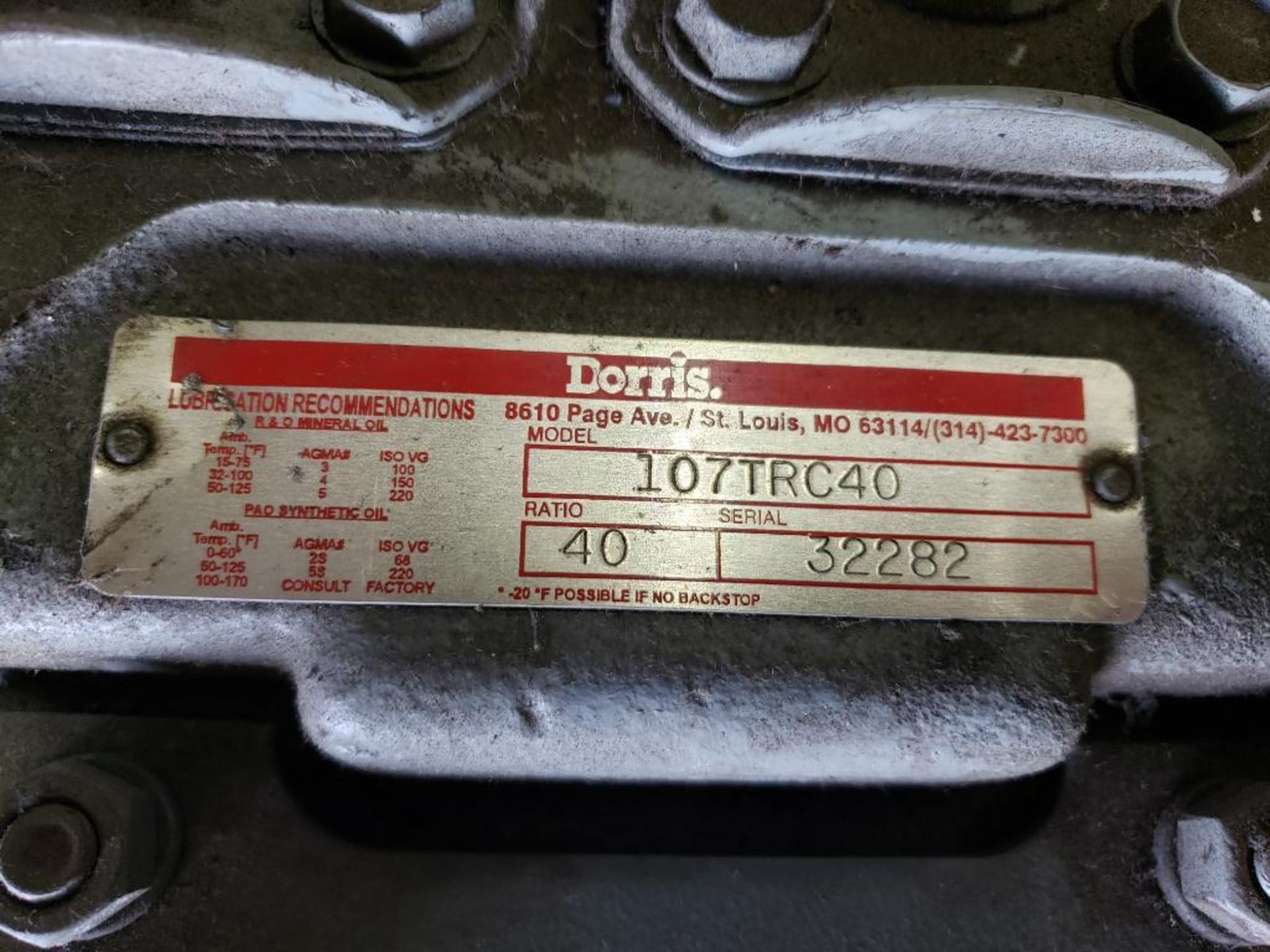 Dorris 40:1 ratio gearbox. Model 107TRC40. - Image 2 of 5