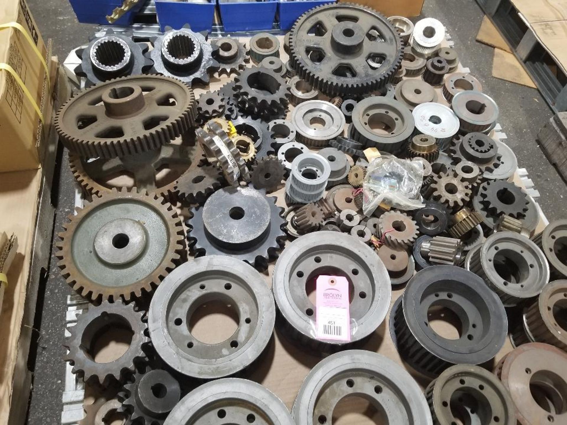 Pallet of assorted gears, pulleys, and bushings. Most new old stock. - Image 4 of 4