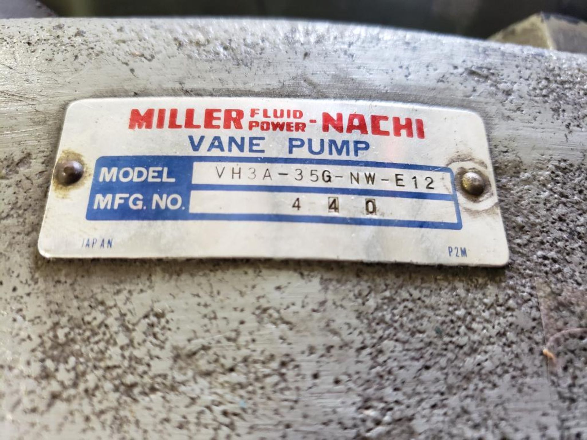 Miller Fluid Power Nachi hydraulic vane pump. Model VH3A-35G-NW-E12. - Image 2 of 4