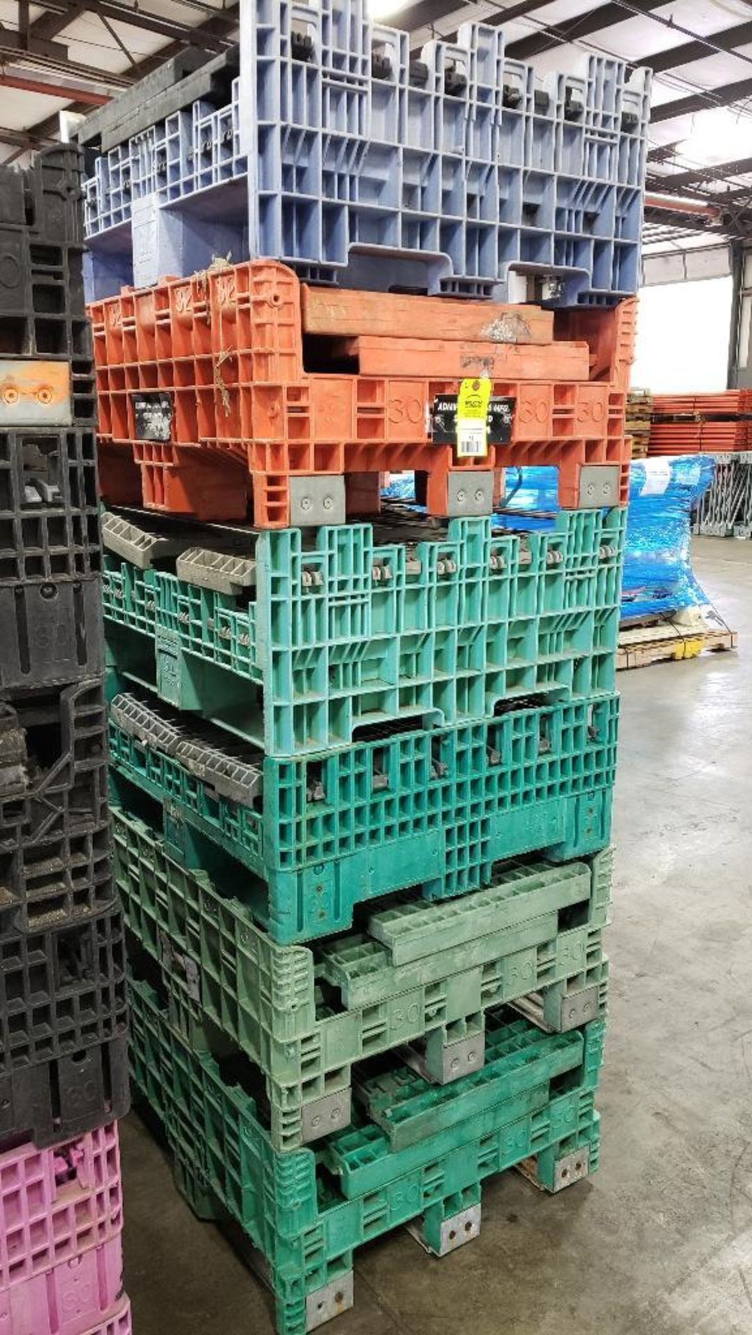 Qty 6 - Collapsible bulk drop down pallets.