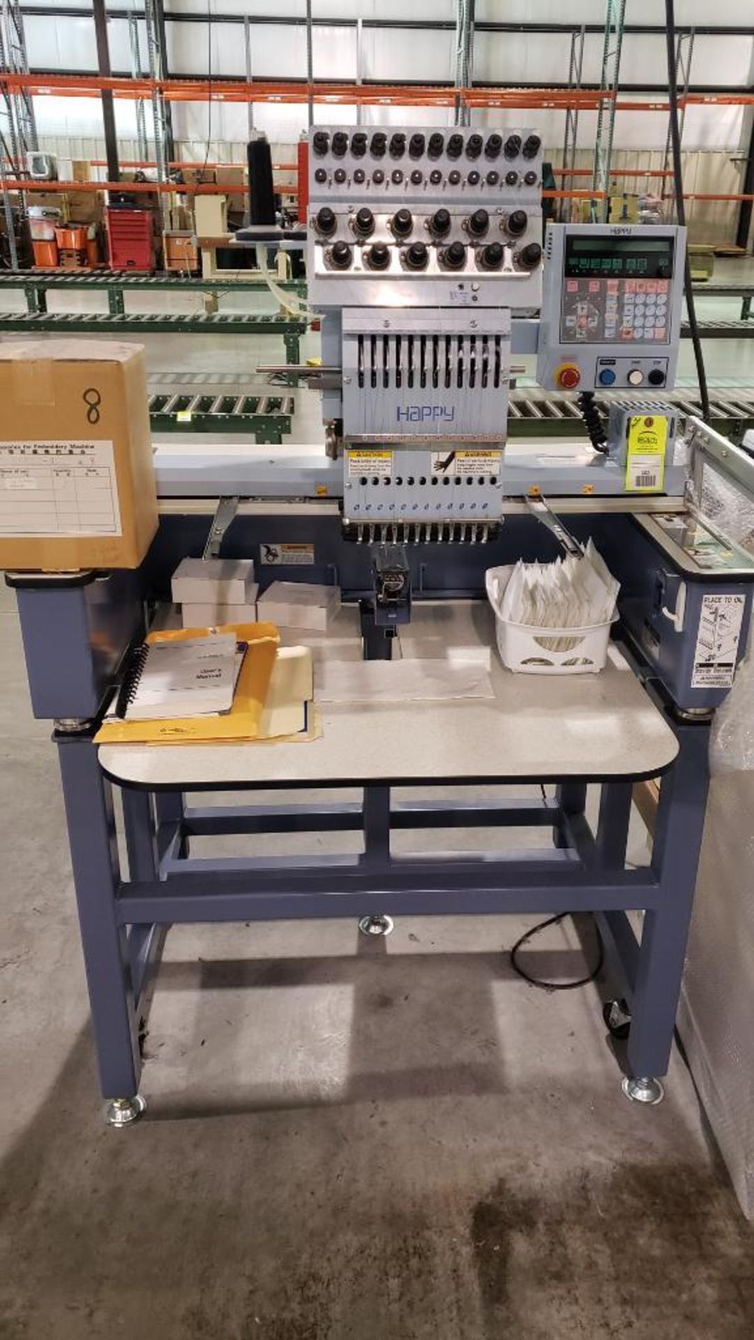 Happy Single head embroidery machine. Model HCA-1201-40TTC. Includes hoops and accessories. - Image 2 of 11