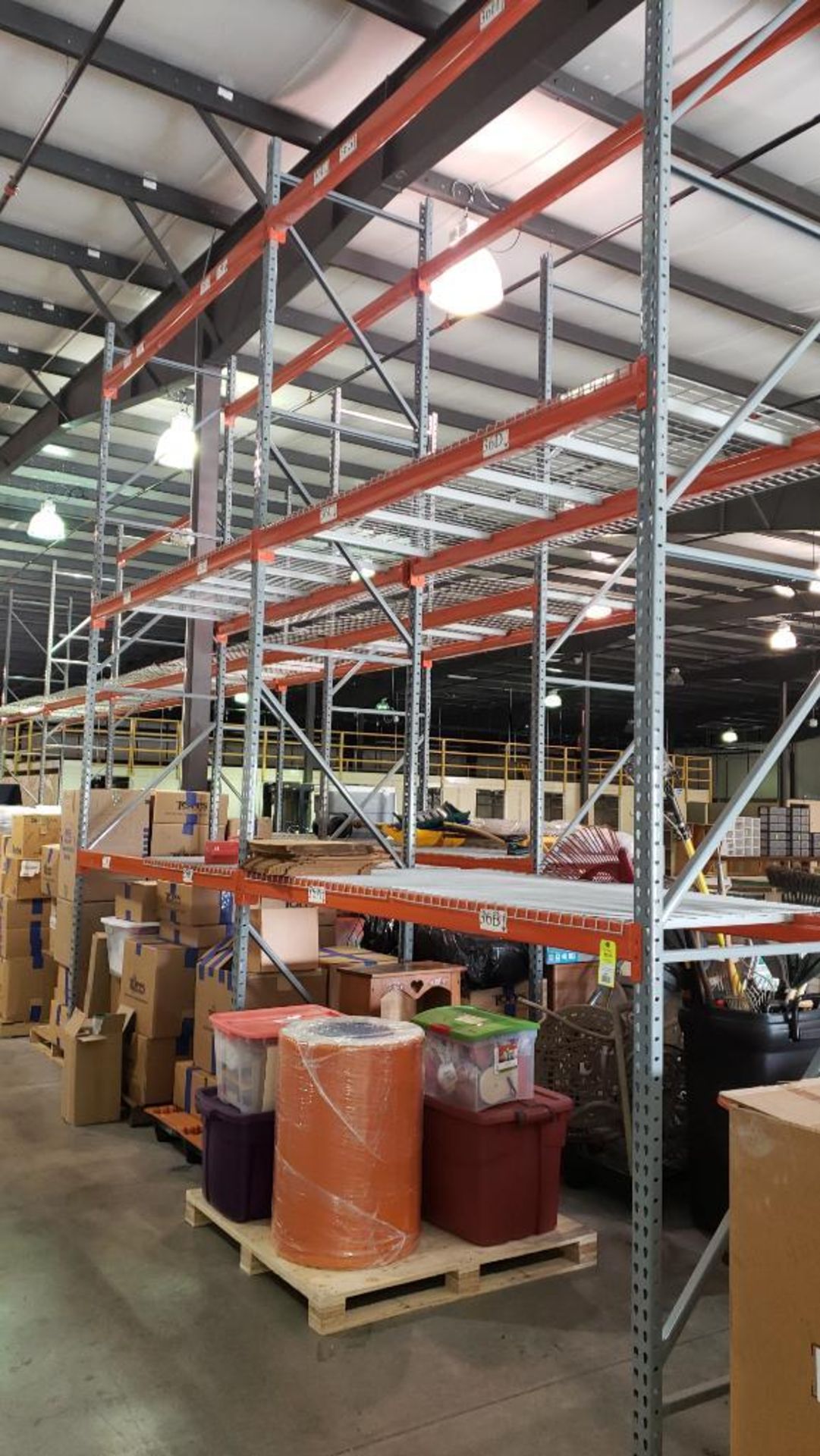 2 sections - 14' pallet racking. Includes (3) 36" deep upright, (12) 96" cross bars, (7) 51" deck.