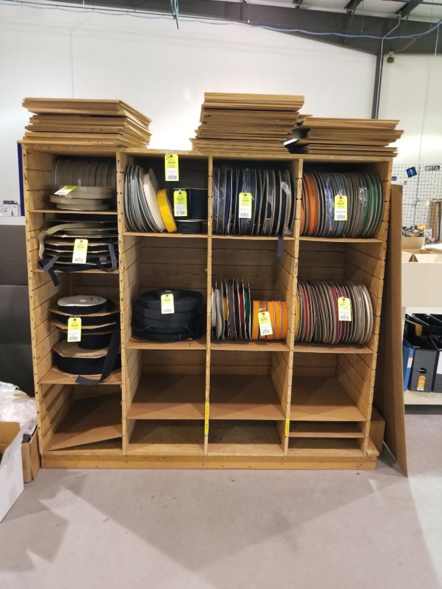 Wood shelf system with adjustable shelves. (contents not included)