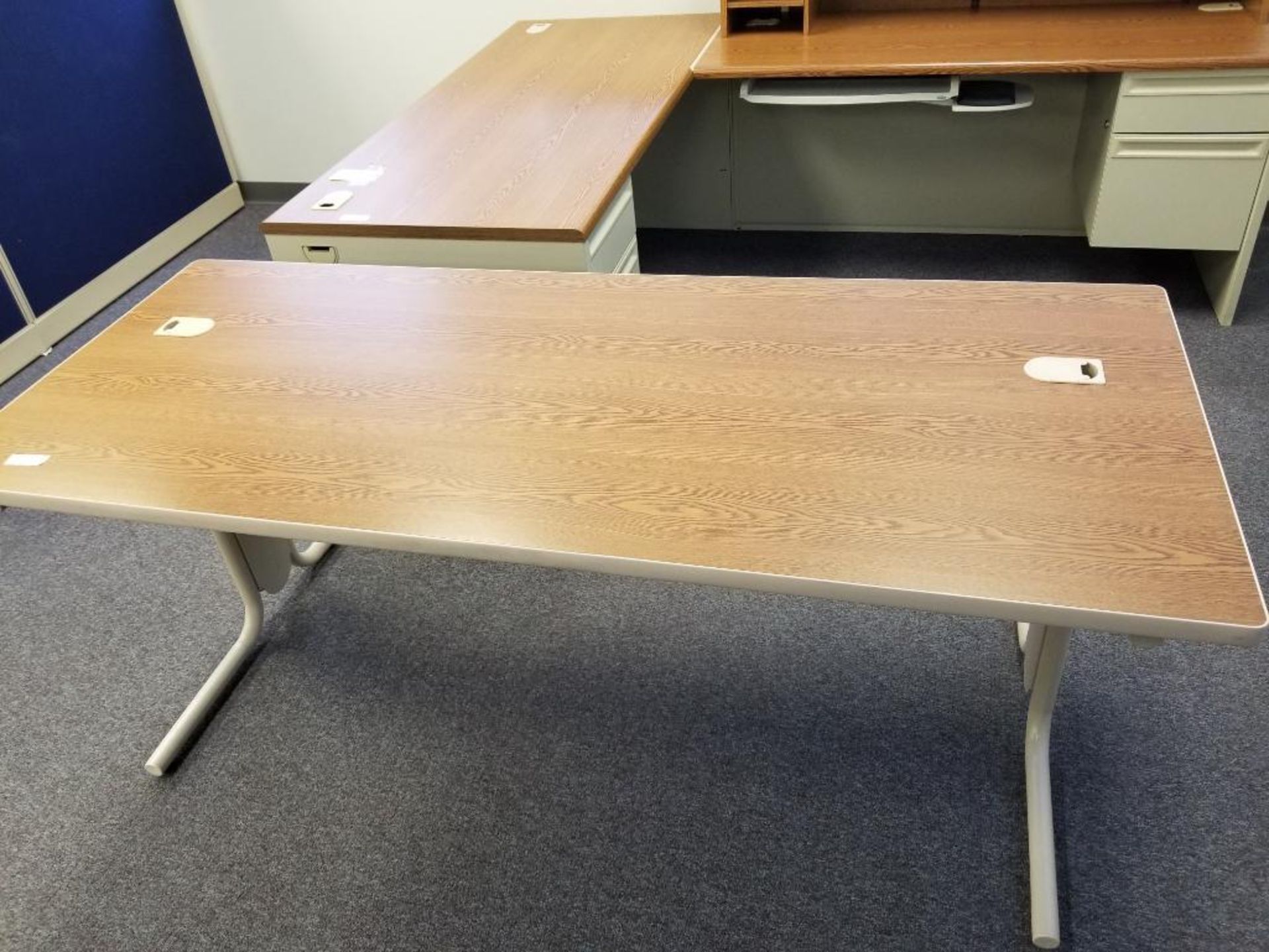 HON office furniture L-shaped desk. Overall size 66x90. - Image 2 of 6
