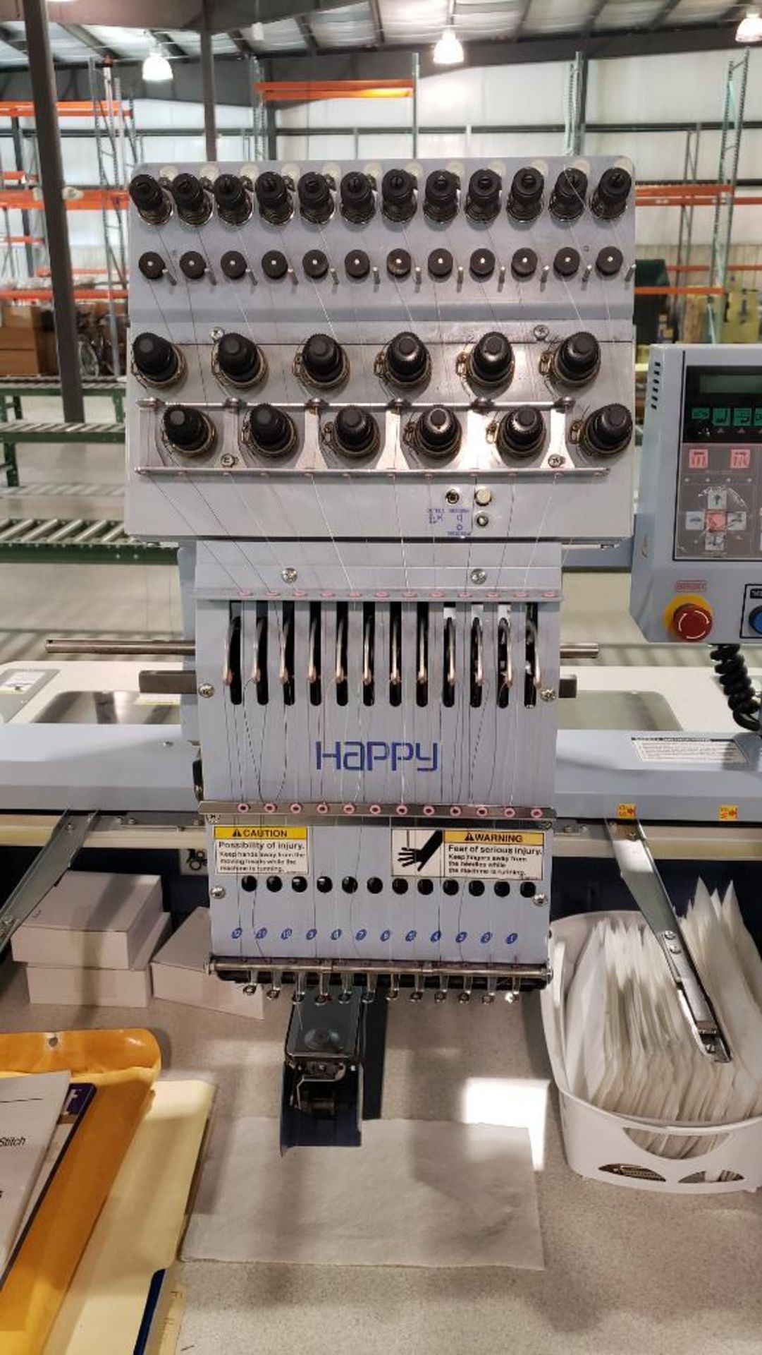 Happy Single head embroidery machine. Model HCA-1201-40TTC. Includes hoops and accessories. - Image 4 of 11